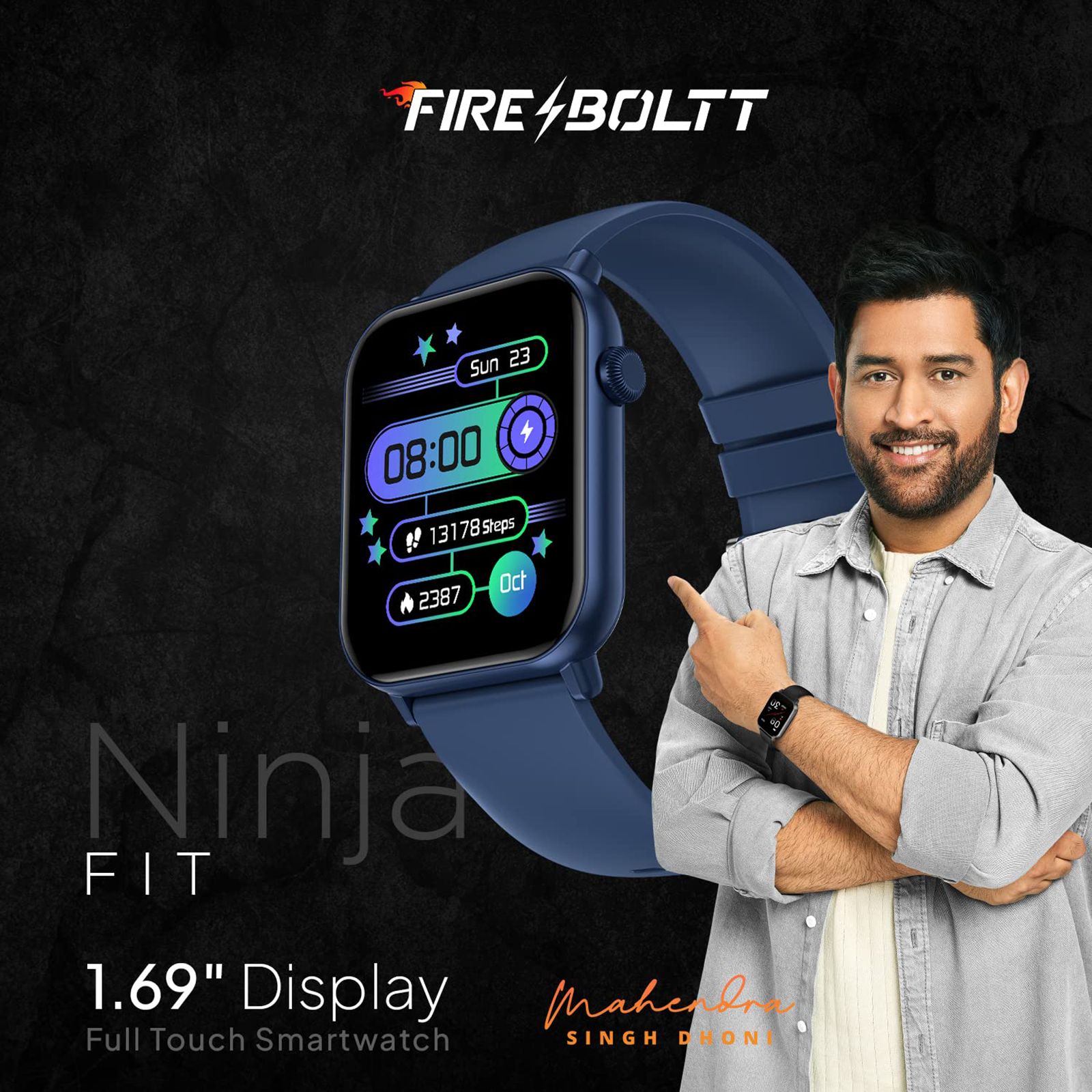 FIRE-BOLTT Ninja Fit BSW063 Smartwatch with Activity Tracker (42.9mm HD Display, IP68 Water Resistant, Blue Strap)_8
