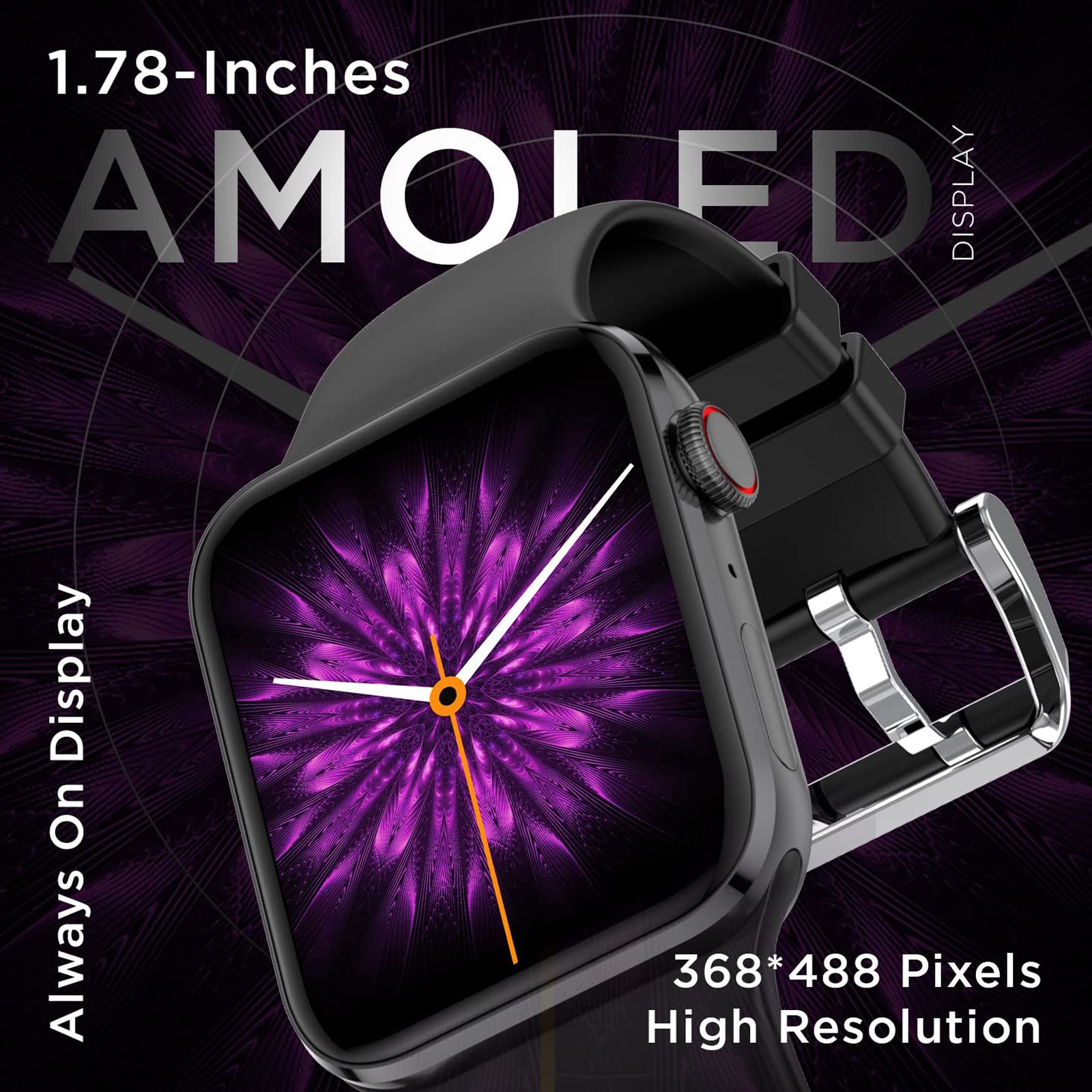 FIRE-BOLTT Visionary Smartwatch with Bluetooth Calling (45mm AMOLED Display, IP68 Water Resistant, Black Strap)_8