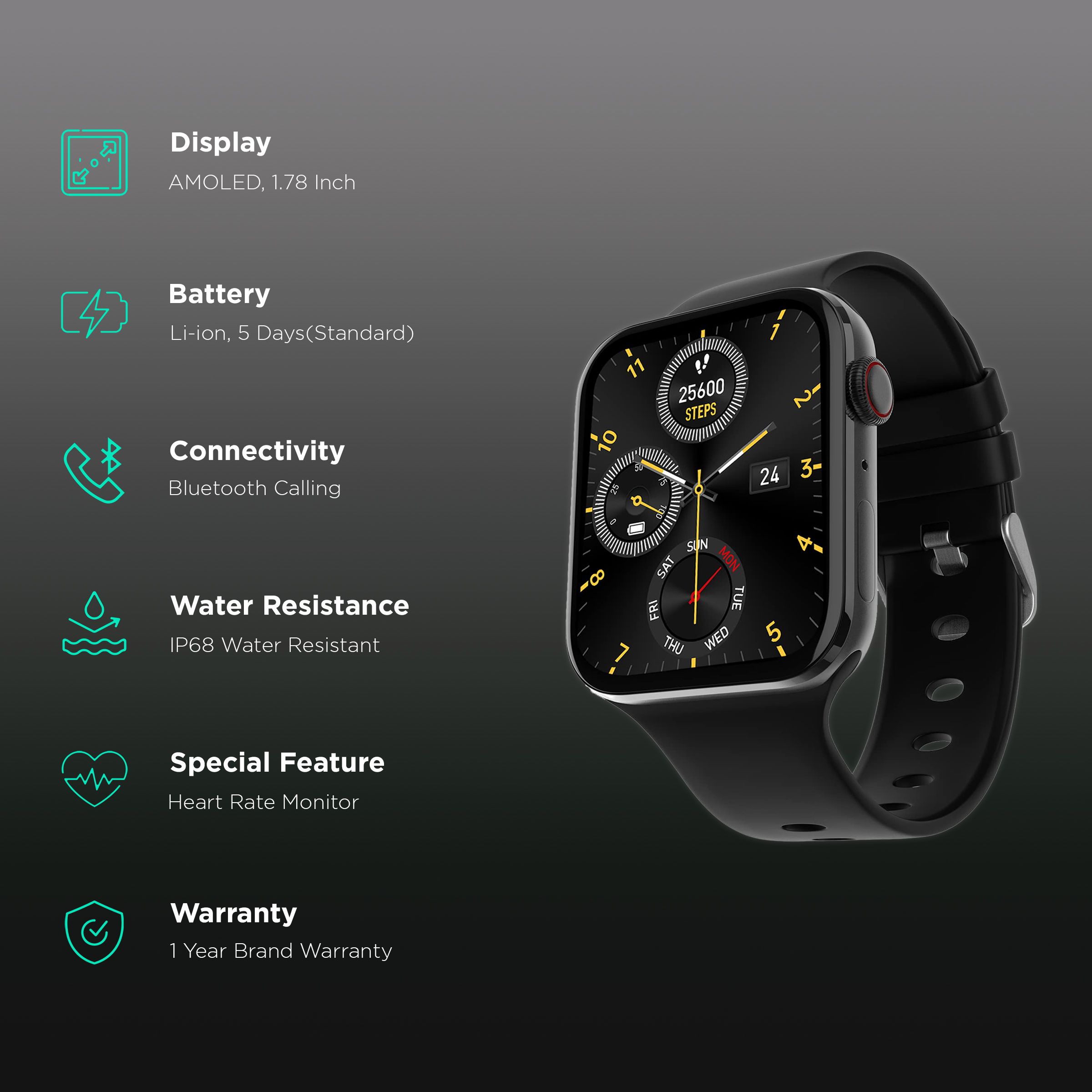 FIRE-BOLTT Visionary Smartwatch with Bluetooth Calling (45mm AMOLED Display, IP68 Water Resistant, Black Strap)_2