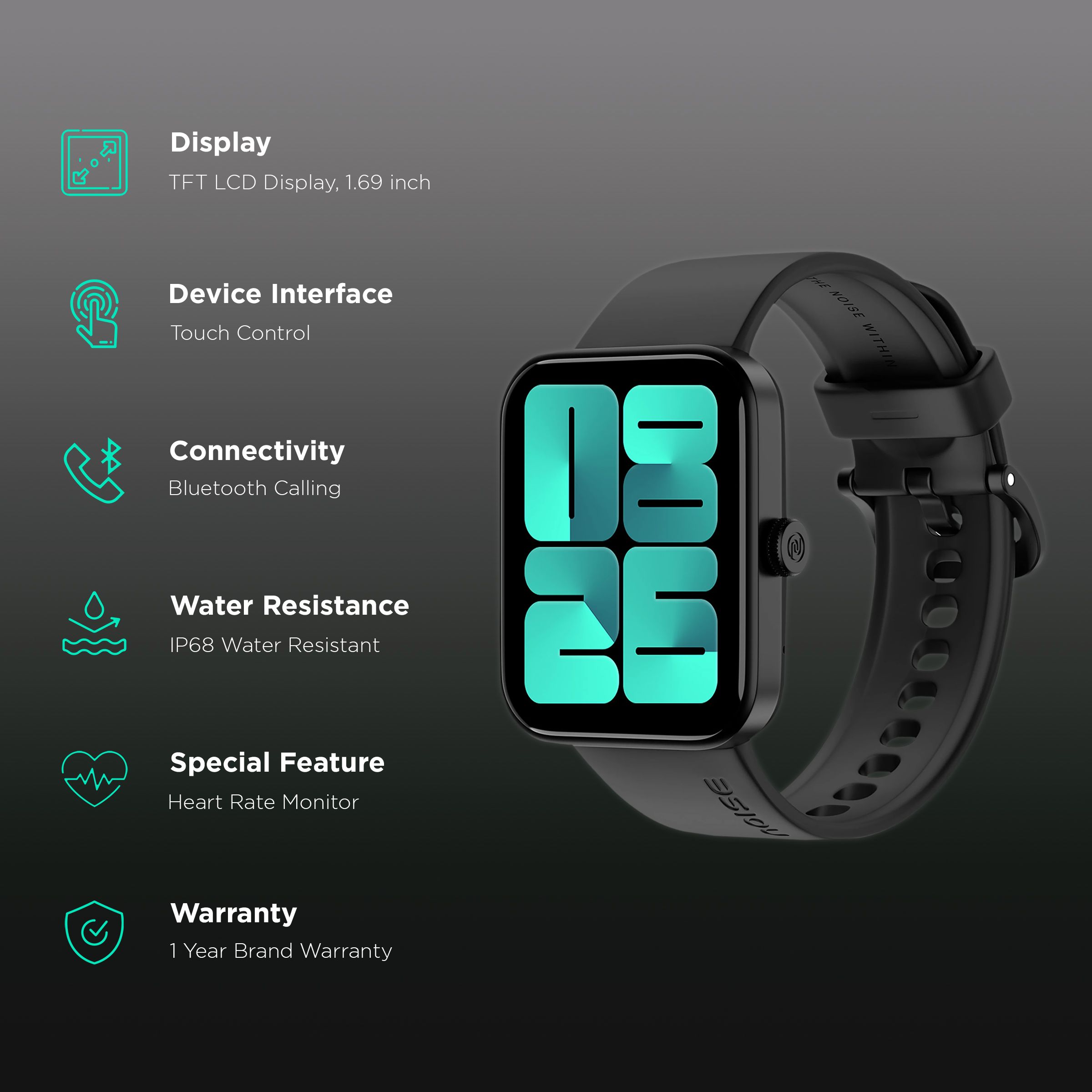 noise ColorFit Caliber Buzz Smartwatch with Bluetooth Calling (42.9mm TFT Display, IP68 Water Resistant, Jet Black Strap) noise ColorFit Caliber Buzz Smartwatch with Bluetooth Calling (42.9mm TFT Display, IP68 Water Resistant, Jet Black Strap)_2