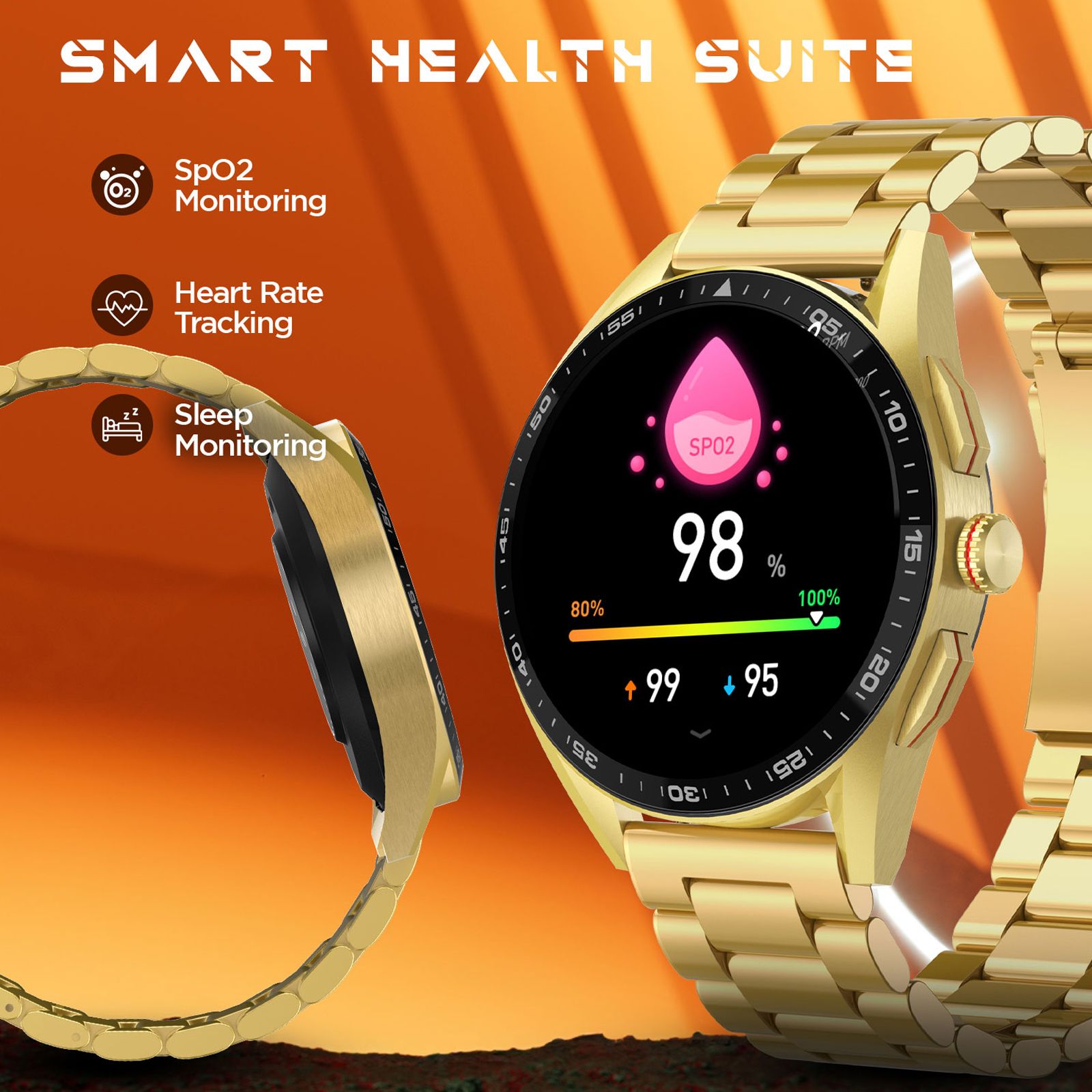 Fire-Boltt Invincible Plus Smartwatch with Bluetooth Calling (36.32mm AMOLED Display, IP67 Water Resistant, Gold Strap)_5