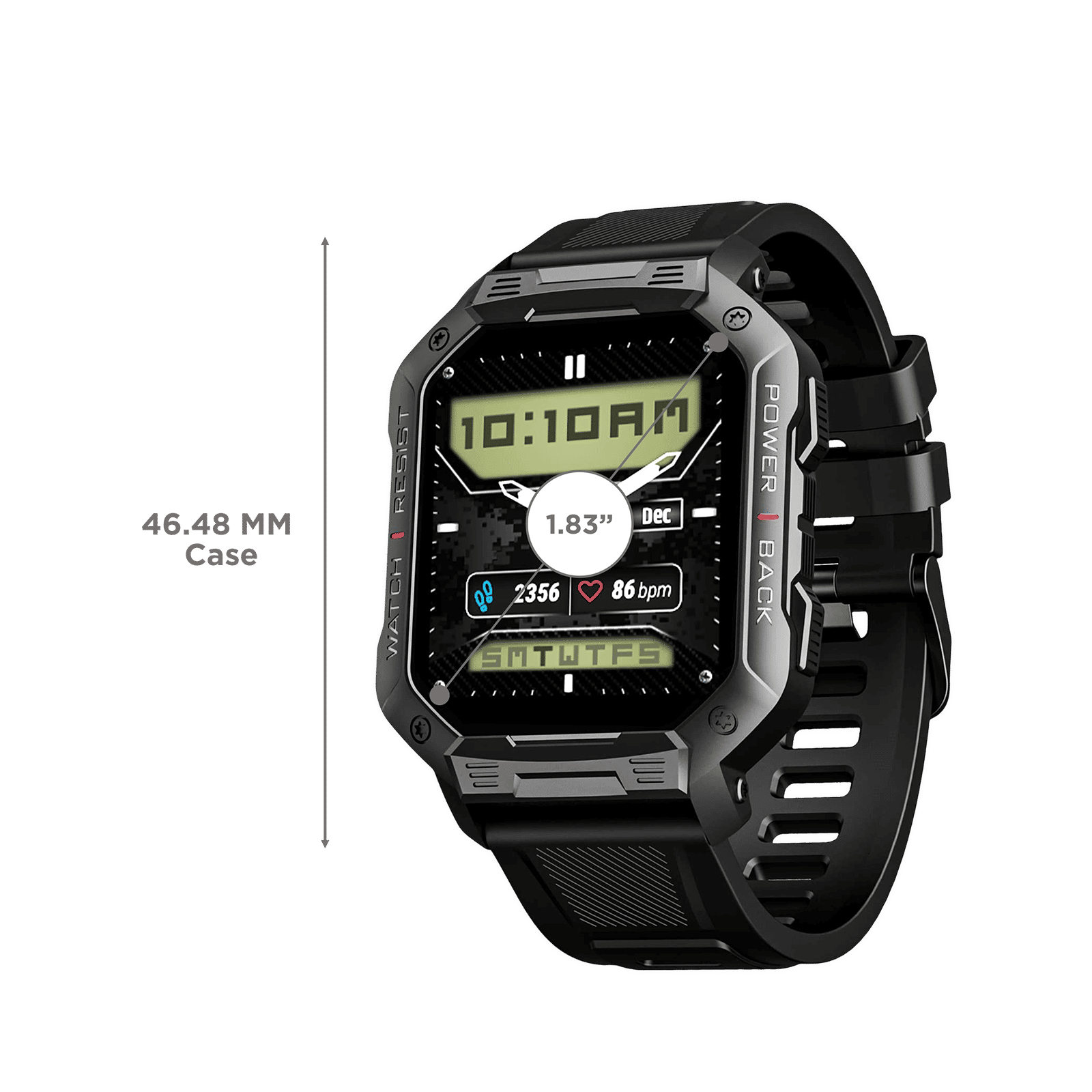 boAt Wave Armour Smartwatch with Bluetooth Calling (46.4mm HD Display, IP68 Sweat Resistant, Active Black Strap)_3