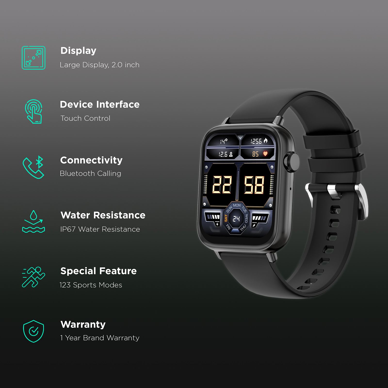 FIRE-BOLTT Ninja Fit Pro Smartwatch with Bluetooth Calling (50.8mm LCD Display, IP67 Water Resistant, Black Strap) FIRE-BOLTT Ninja Fit Pro Smartwatch with Bluetooth Calling (50.8mm LCD Display, IP67 Water Resistant, Black Strap)_2