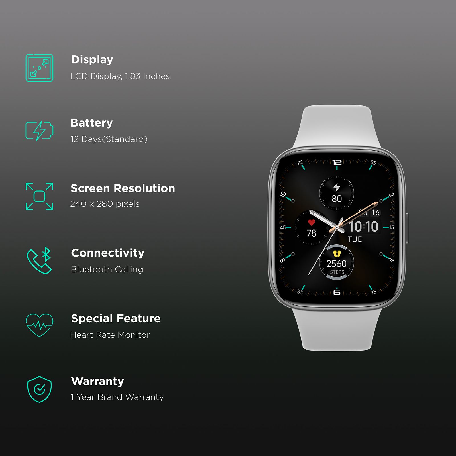 Redmi Watch 3 Active Smartwatch with Bluetooth Calling (46.4mm LCD Display, 5ATM Water Resistant, Platinum Grey Strap)_2