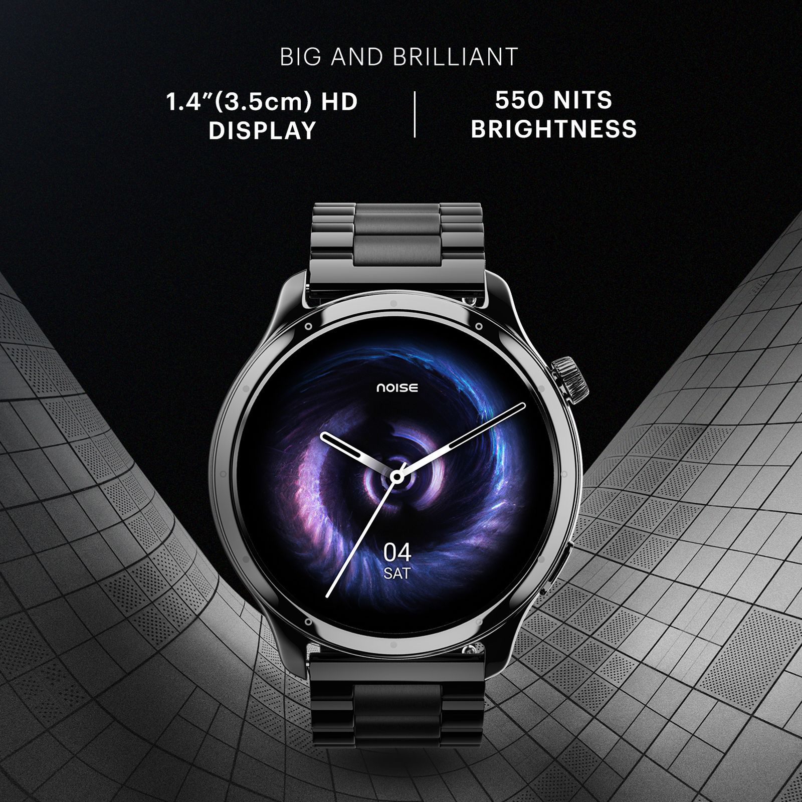 noise NoiseFit Mettle Smartwatch with Bluetooth Calling (35.56mm HD Display, IP68 Water Resistant, Elite Black Strap)_12