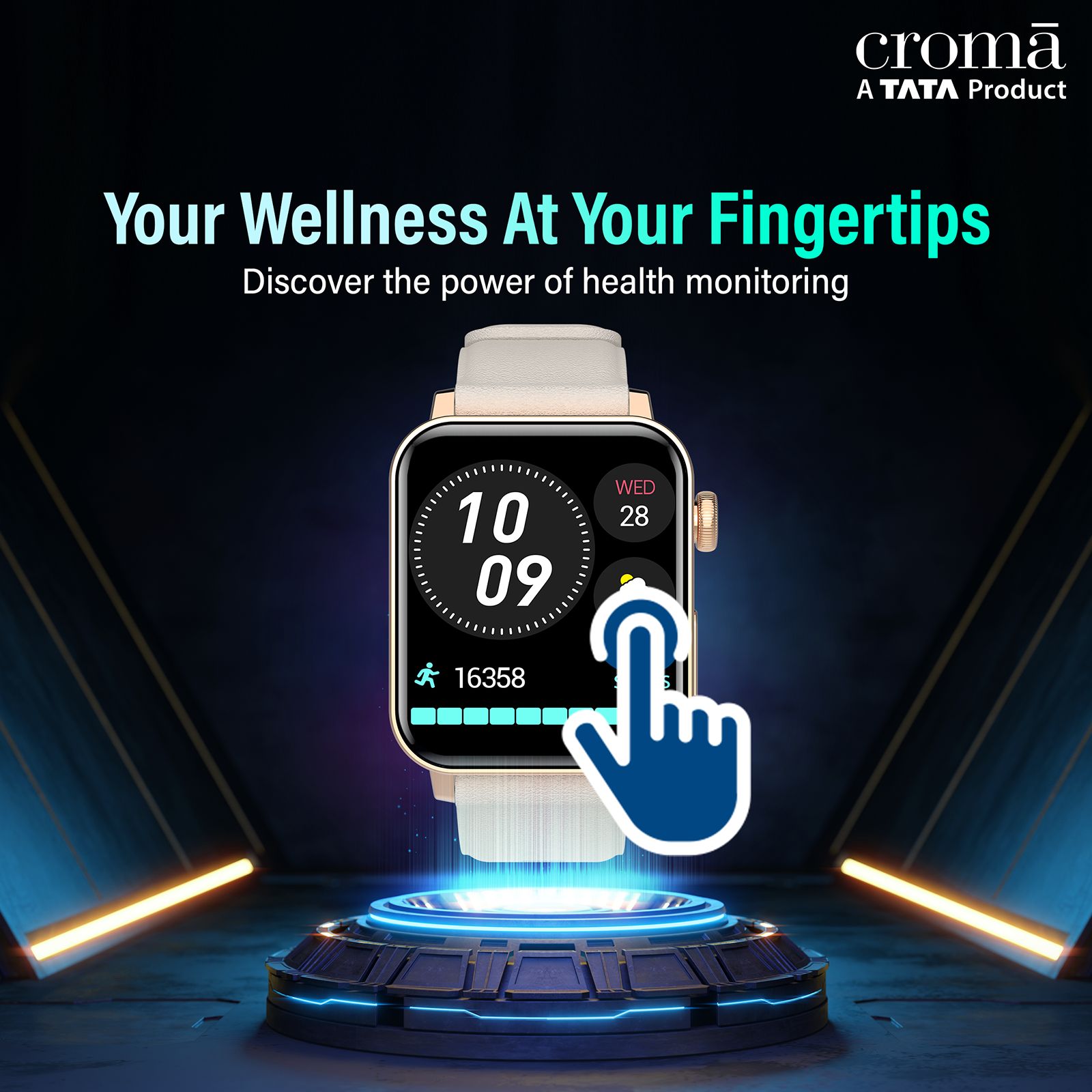 Croma Velocity AM Smartwatch with Bluetooth Calling (1.78 inches, AMOLED Display, IP68 Water Resistant, Gold Strap)_8