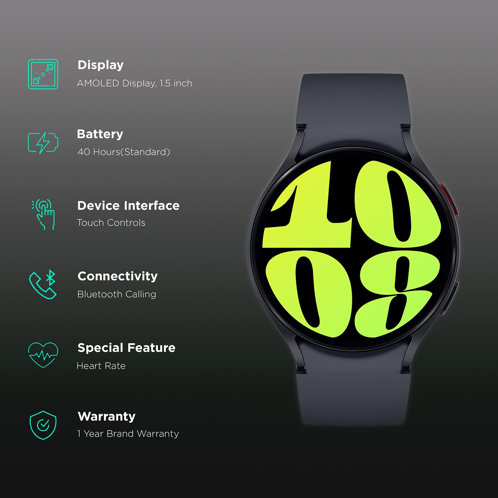 SAMSUNG Galaxy Watch6 Smartwatch with Bluetooth Calling (44mm Super AMOLED Display, IP68 Water Resistant, Black Strap)_2