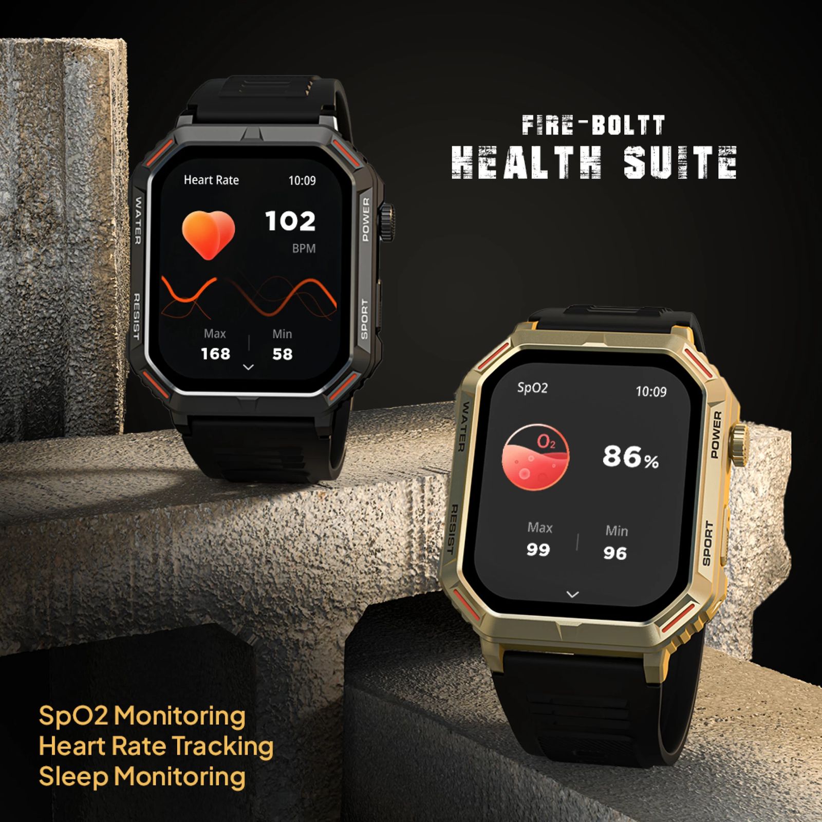 FIRE-BOLTT Commando Smartwatch with Bluetooth Calling (49.5mm AMOLED Display, IP68 Water Resistant, Silver Black Strap)_9