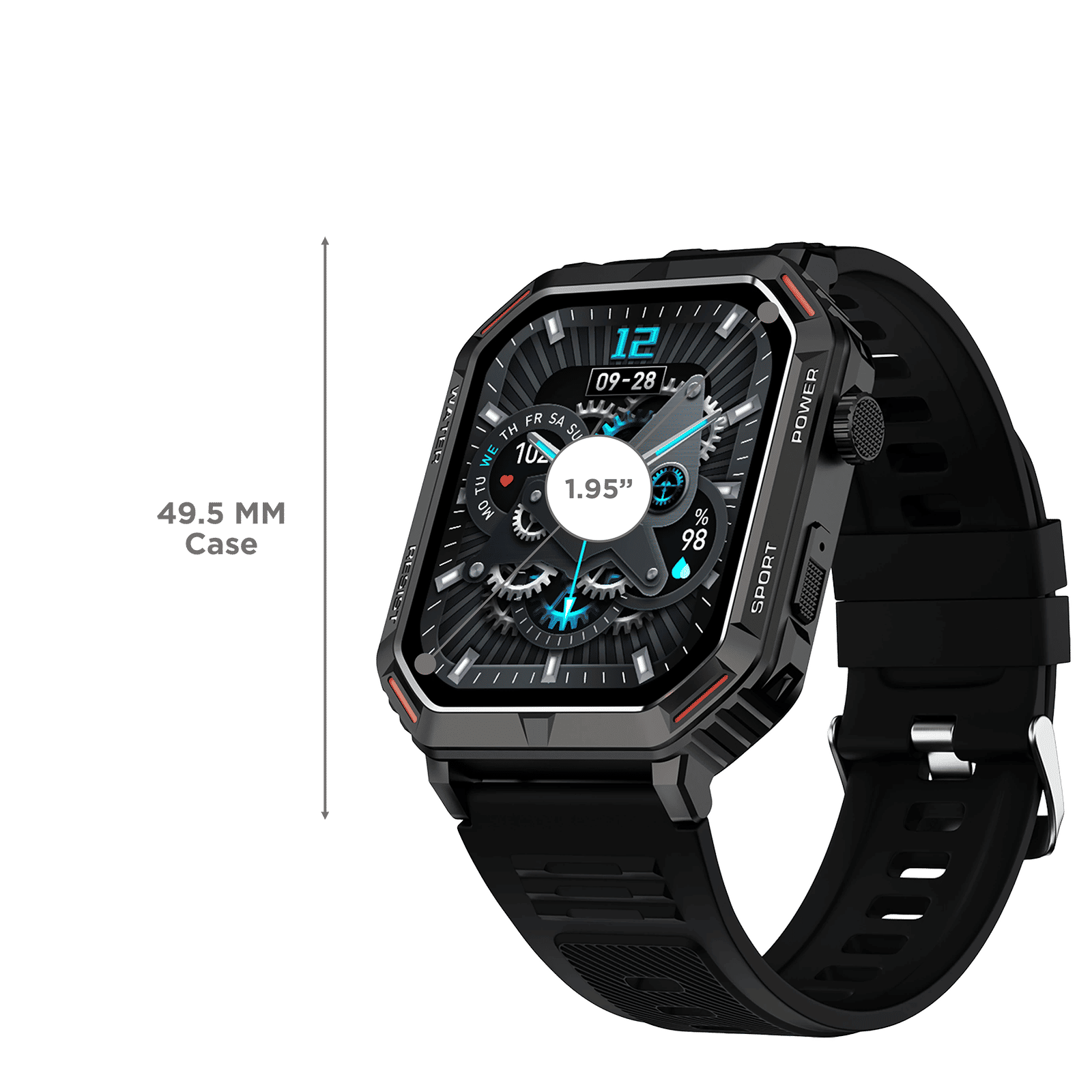 FIRE-BOLTT Commando Smartwatch with Bluetooth Calling (49.5mm AMOLED Display, IP68 Water Resistant, Silver Black Strap)_3