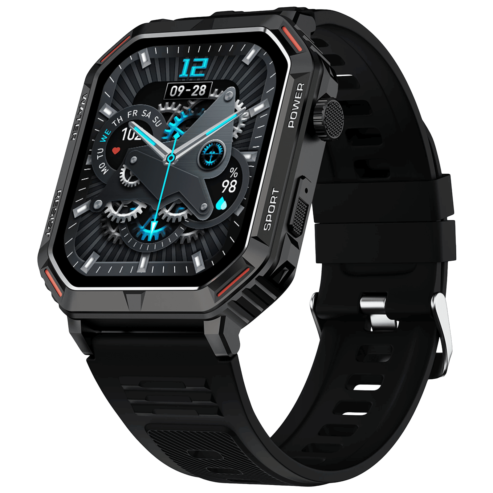 FIRE-BOLTT Commando Smartwatch with Bluetooth Calling (49.5mm AMOLED Display, IP68 Water Resistant, Silver Black Strap)_4