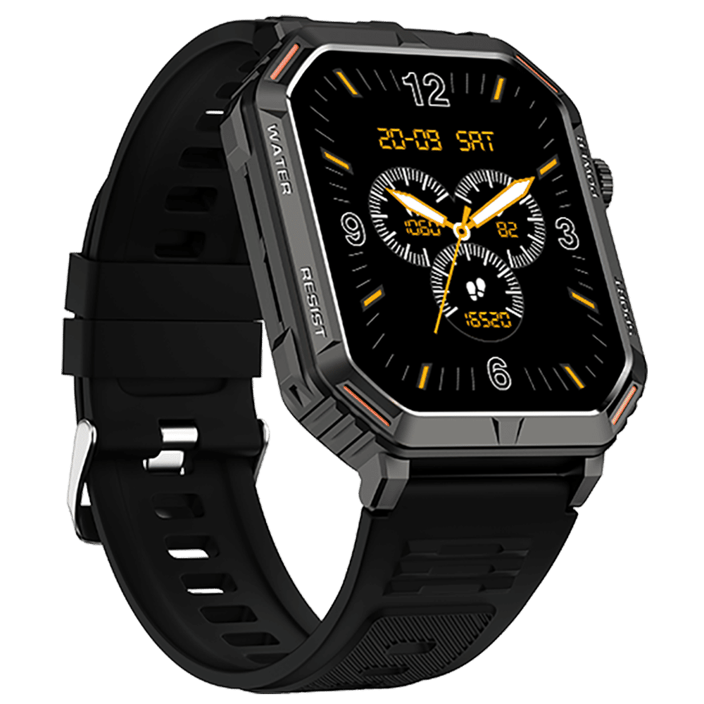 FIRE-BOLTT Commando Smartwatch with Bluetooth Calling (49.5mm AMOLED Display, IP68 Water Resistant, Silver Black Strap)_5