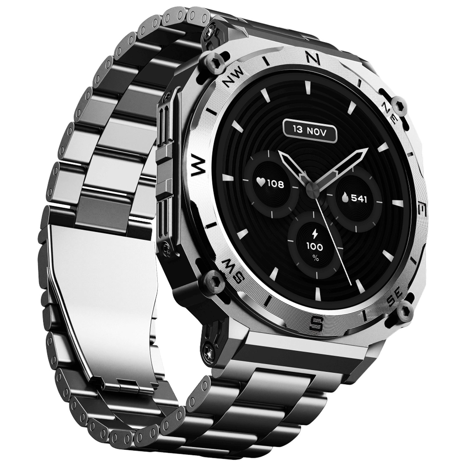 boAt Enigma X500 Smartwatch with Bluetooth Calling (42mm, AMOLED Display, IP68 Water Resistant, Classic Silver Strap) boAt Enigma X500 Smartwatch with Bluetooth Calling (42mm, AMOLED Display, IP68 Water Resistant, Classic Silver Strap)_1