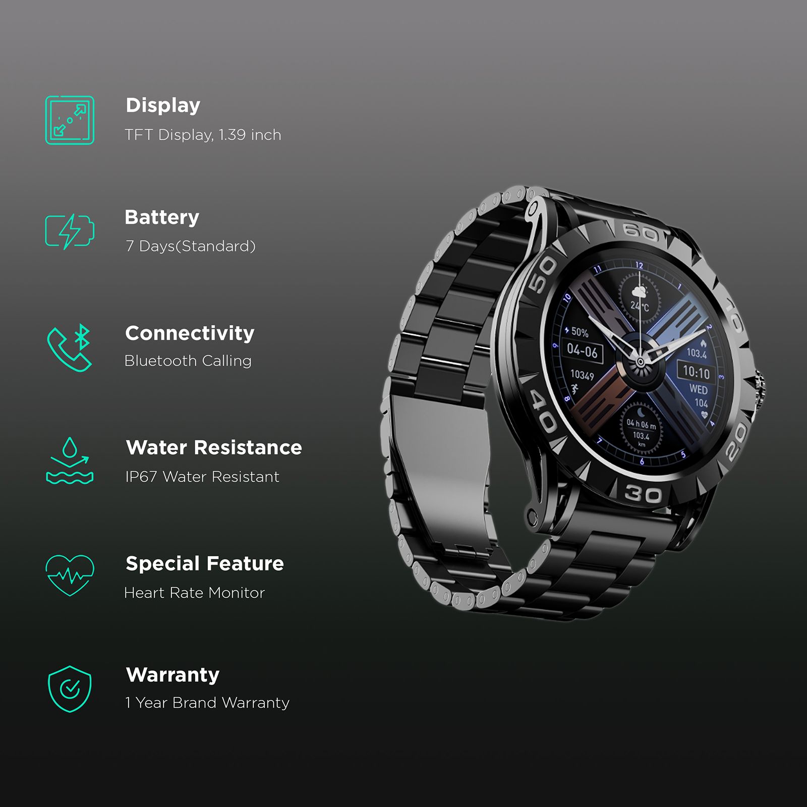 boAt Enigma Z30 Smartwatch with Bluetooth Calling (36.3mm AMOLED Display, IP67 Sweat Resistant, Classic Black Strap) boAt Enigma Z30 Smartwatch with Bluetooth Calling (36.3mm AMOLED Display, IP67 Sweat Resistant, Classic Black Strap)_2