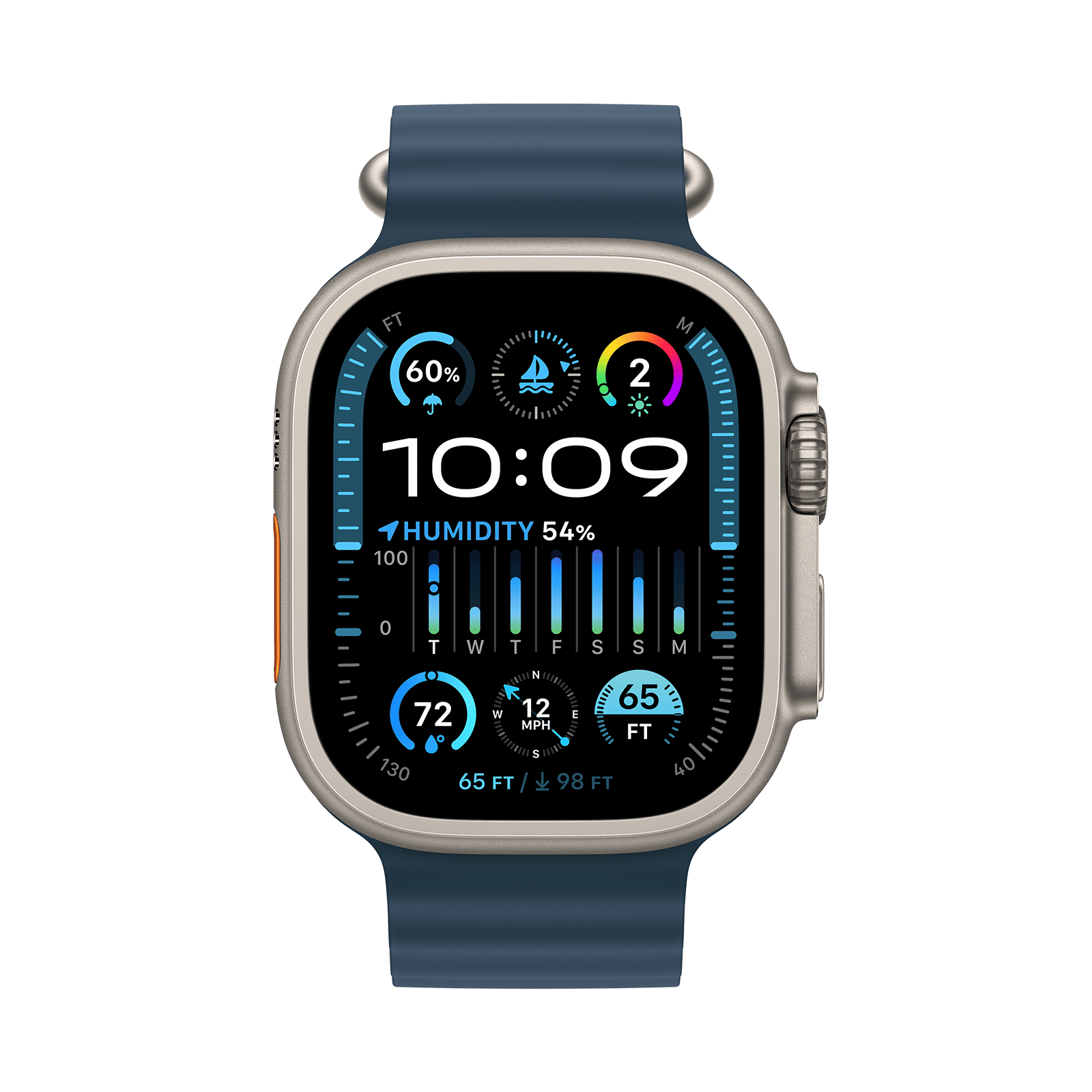 Apple Watch Ultra 2 GPS+Cellular with Blue Ocean Band - M/L (49mm Display, Titanium Case)_2