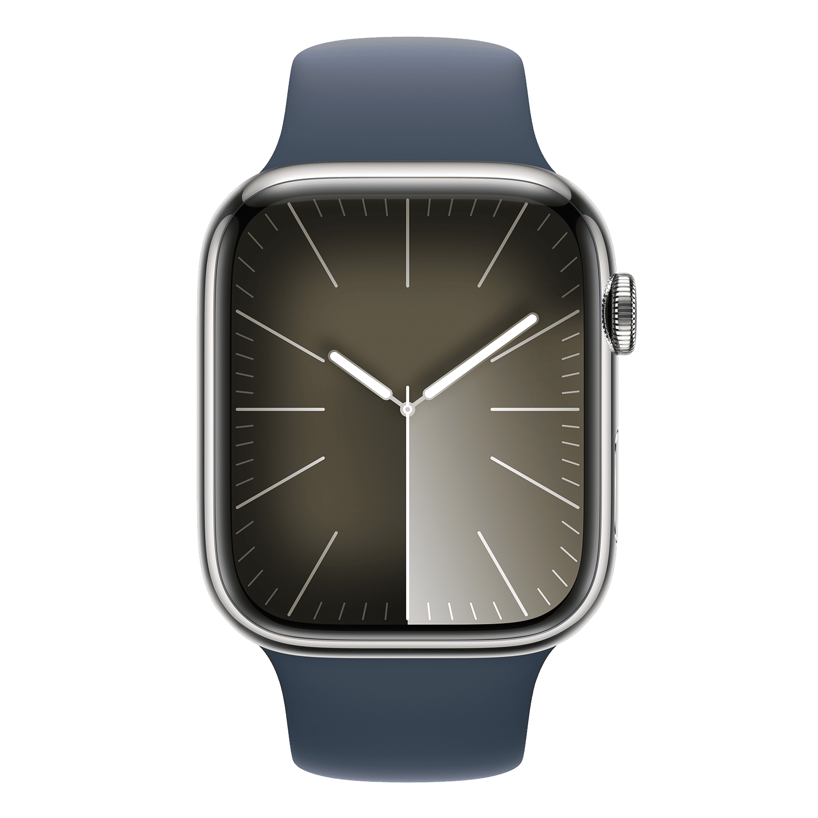 Apple Watch Series 9 GPS+Cellular with Storm Blue Sport Band - S/M (45mm Display, Silver Stainless Steel Case)_2