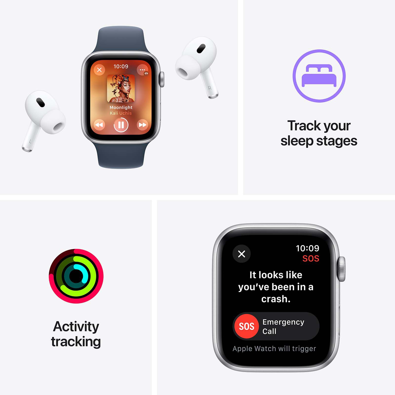 Apple Watch SE GPS with Midnight Sport Band - M/L (44mm Display, Midnight Aluminium Case)_7