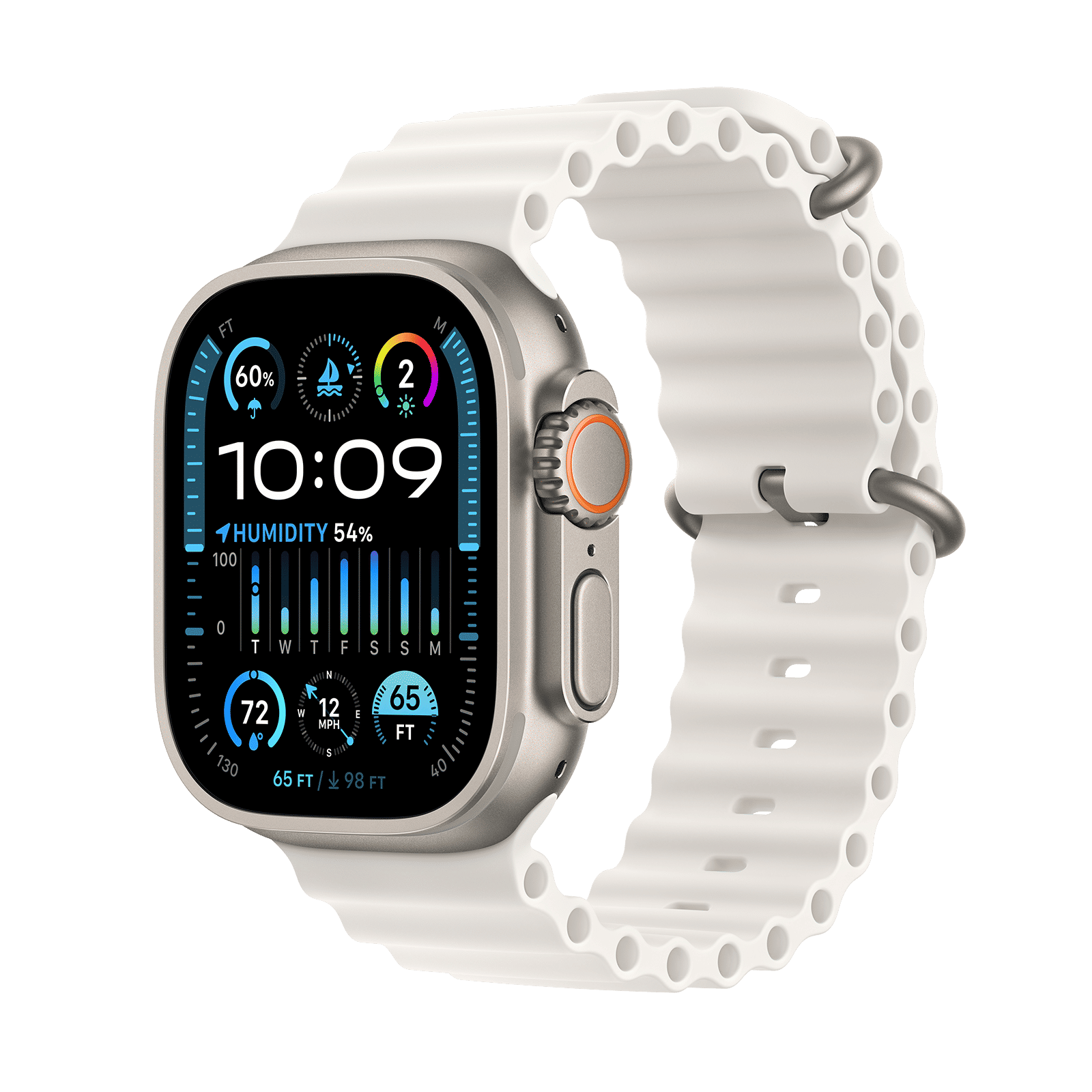 Apple Watch Ultra 2 GPS+Cellular with White Ocean Band - M/L (49mm Display, Titanium Case) Apple Watch Ultra 2 GPS+Cellular with White Ocean Band - M/L (49mm Display, Titanium Case)_1