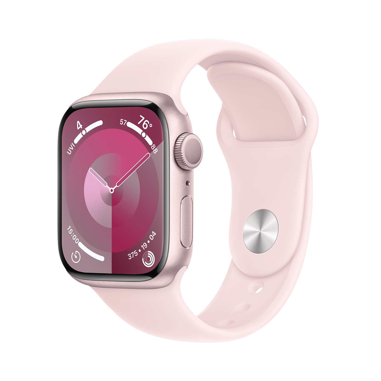 Apple Watch Series 9 GPS with Light Pink Sport Band - S/M (41mm Display, Pink Aluminium Case) Apple Watch Series 9 GPS with Light Pink Sport Band - S/M (41mm Display, Pink Aluminium Case)_1