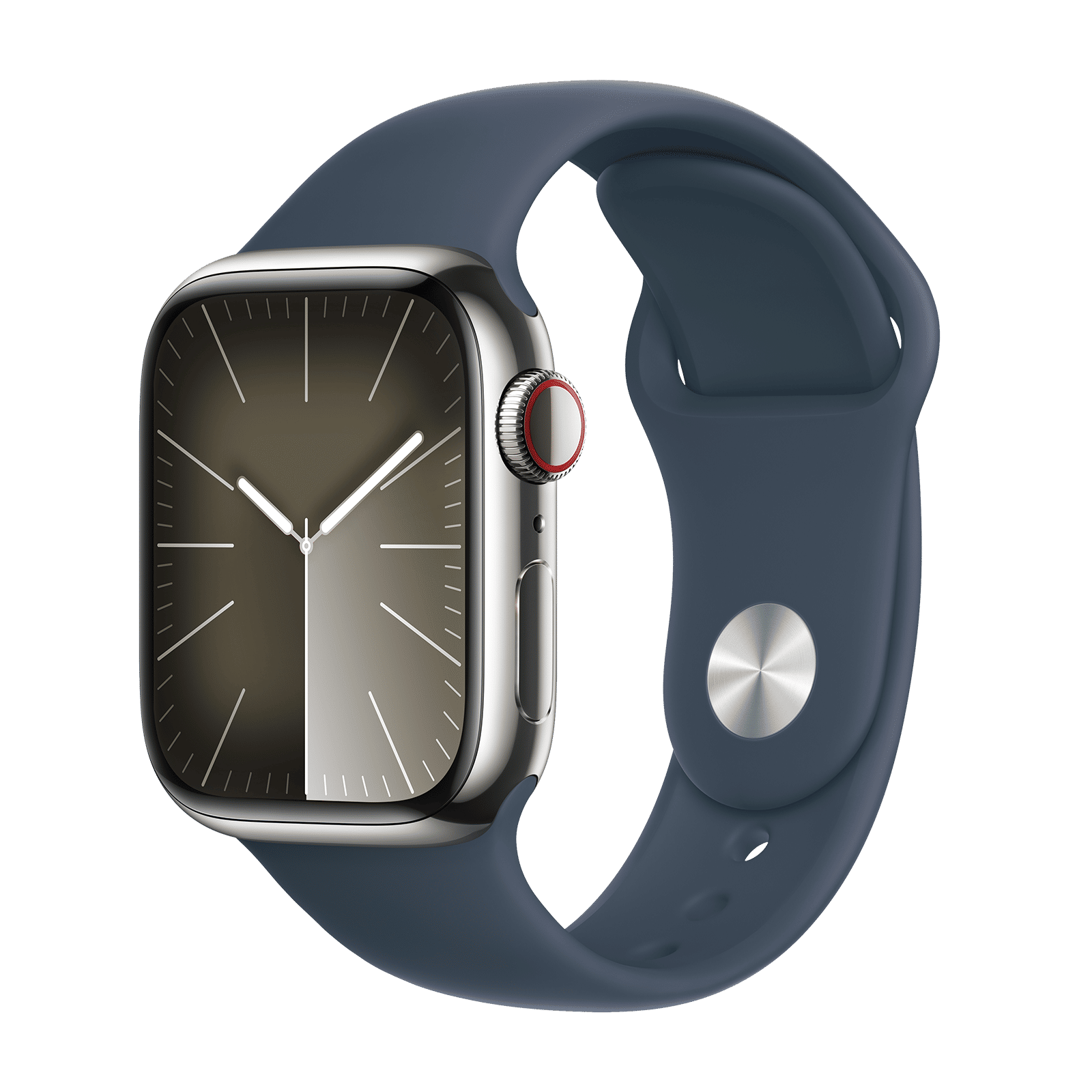 Apple Watch Series 9 GPS+Cellular with Storm Blue Sport Band - M/L (41mm Display, Silver Stainless Steel Case) Apple Watch Series 9 GPS+Cellular with Storm Blue Sport Band - M/L (41mm Display, Silver Stainless Steel Case)_1