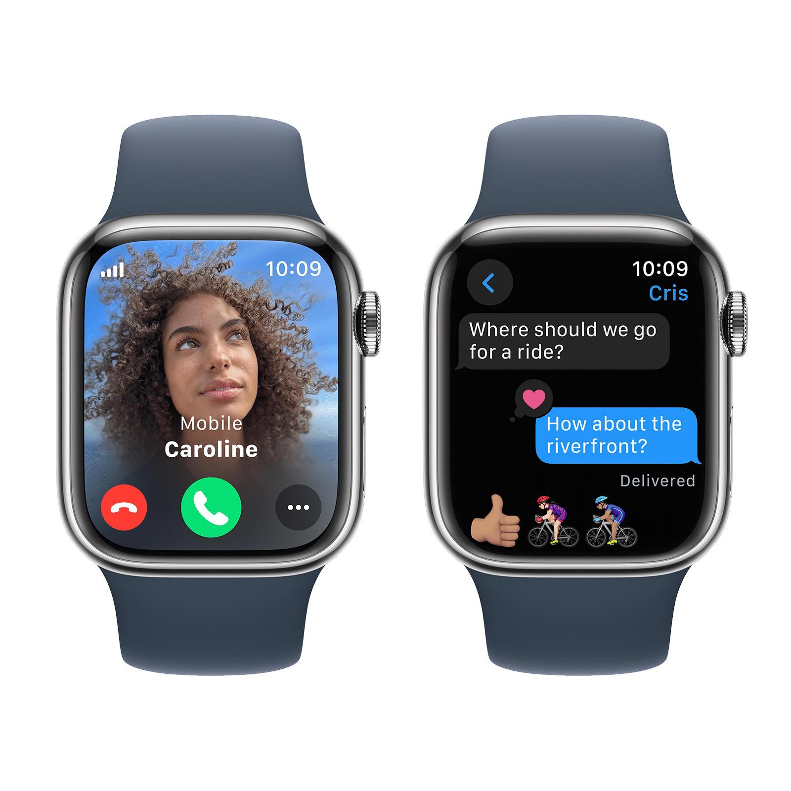 Apple Watch Series 9 GPS+Cellular with Storm Blue Sport Band - M/L (41mm Display, Silver Stainless Steel Case) Apple Watch Series 9 GPS+Cellular with Storm Blue Sport Band - M/L (41mm Display, Silver Stainless Steel Case)_6