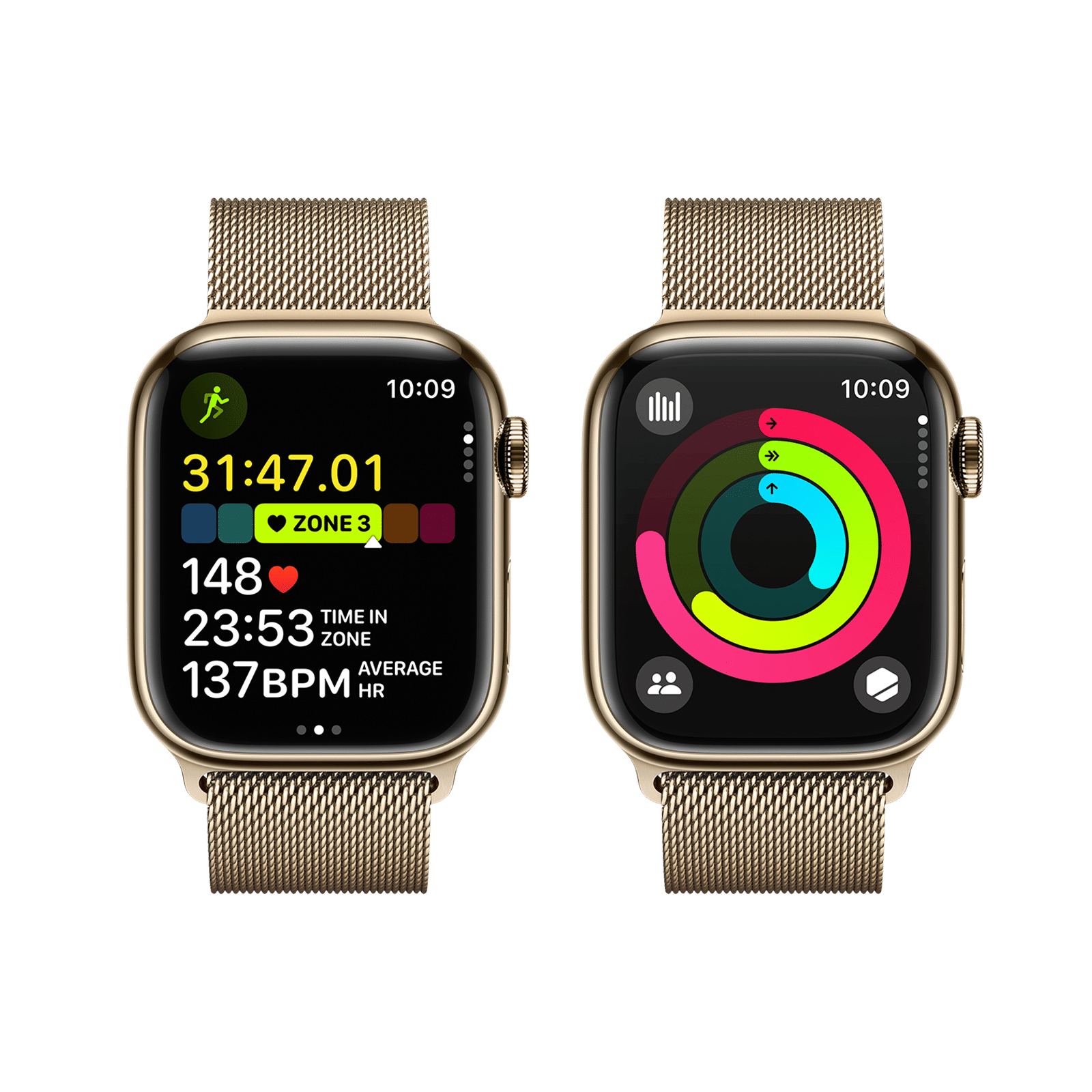 Apple Watch Series 9 GPS+Cellular with Gold Milanese Loop - S/M (41mm Display, Gold Stainless Steel Case)_8