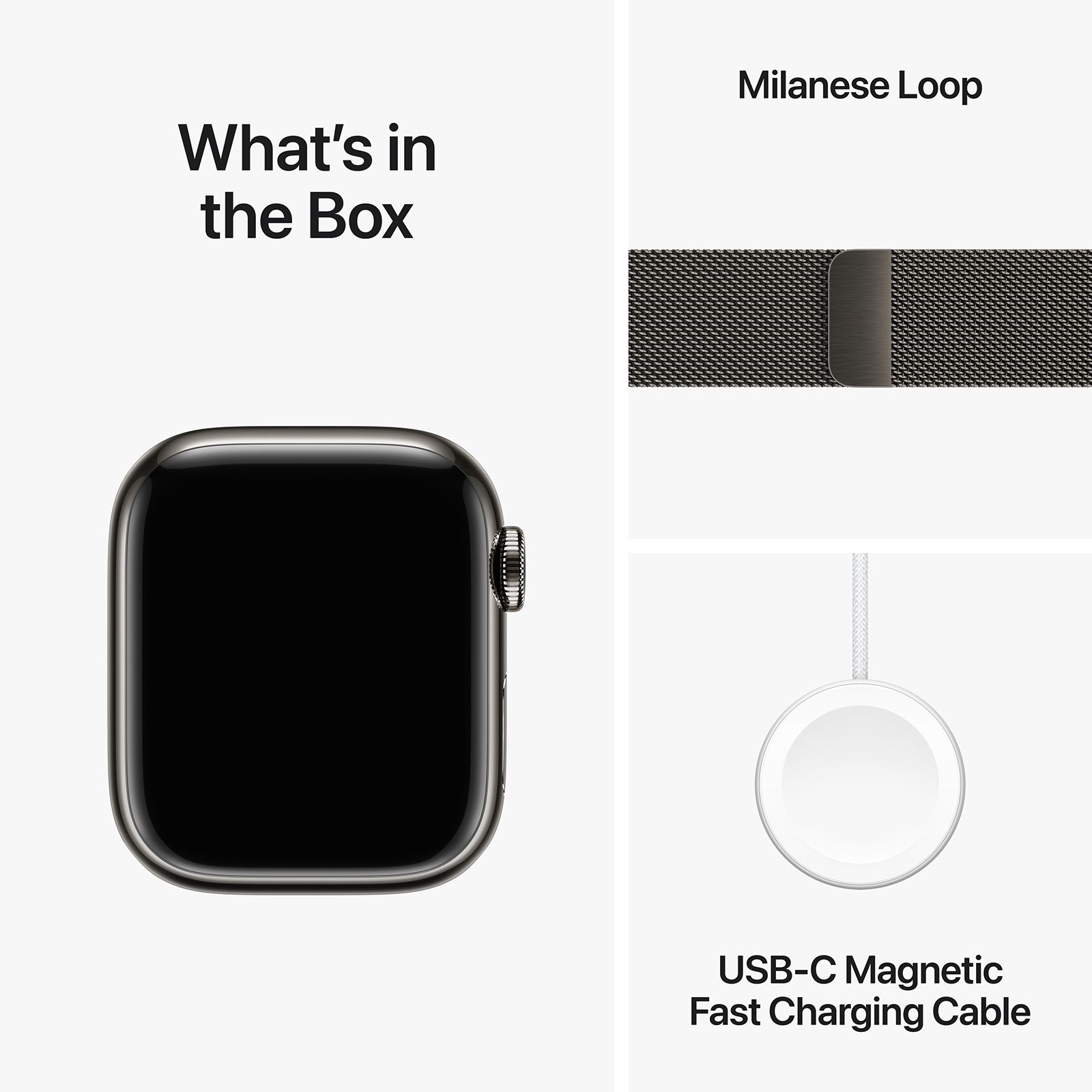 Apple Watch Series 9 GPS+Cellular with Graphite Milanese Loop - S/M (41mm Display, Graphite Stainless Steel Case) Apple Watch Series 9 GPS+Cellular with Graphite Milanese Loop - S/M (41mm Display, Graphite Stainless Steel Case)_10