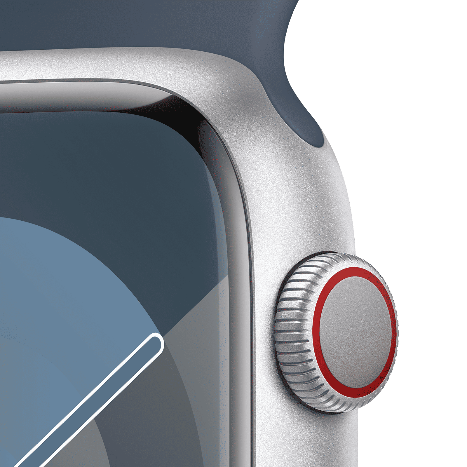 Apple Watch Series 9 GPS+Cellular with Storm Blue Sport Band - M/L (45mm Display, Silver Aluminium Case) Apple Watch Series 9 GPS+Cellular with Storm Blue Sport Band - M/L (45mm Display, Silver Aluminium Case)_3