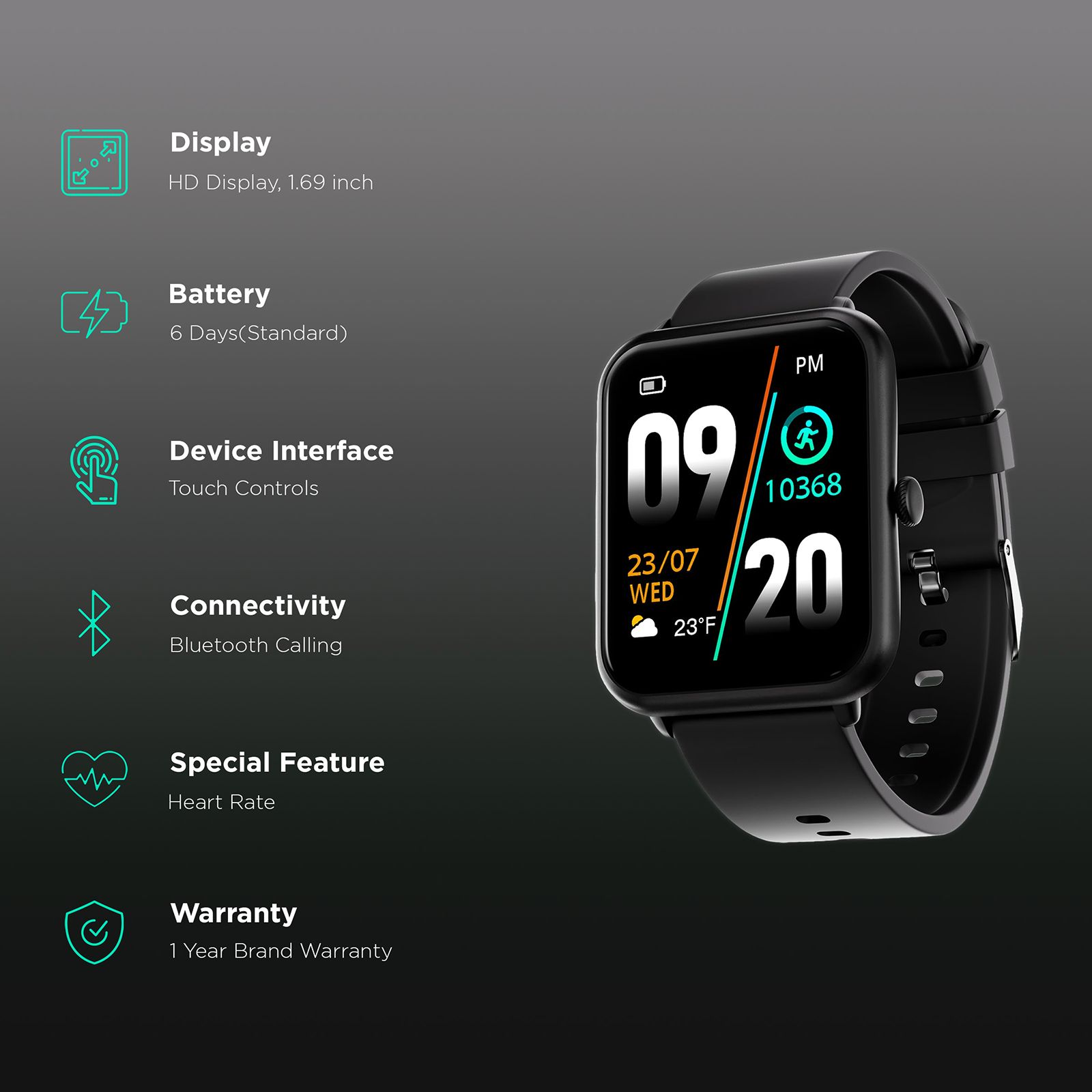 FIRE-BOLTT Ninja Call Pro Smartwatch with Bluetooth Calling (43mm HD Display, IP67 Water Resistant, Black Strap)_2