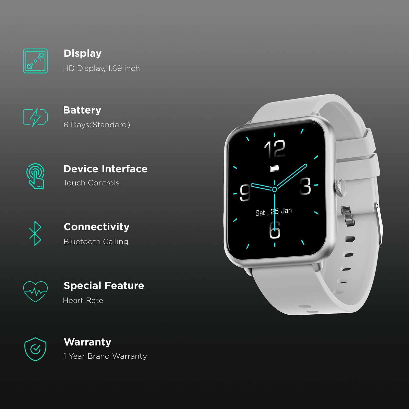 FIRE-BOLTT Ninja Call Pro Smartwatch with Bluetooth Calling (43mm HD Display, IP67 Water Resistant, Grey Strap)_2