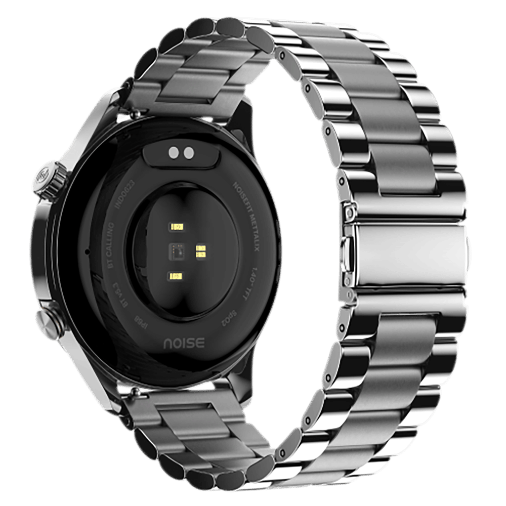 noise NoiseFit Mettalix Smartwatch with Bluetooth Calling (35.5mm HD Display, IP68 Water Resistant, Elite Silver Strap)_4
