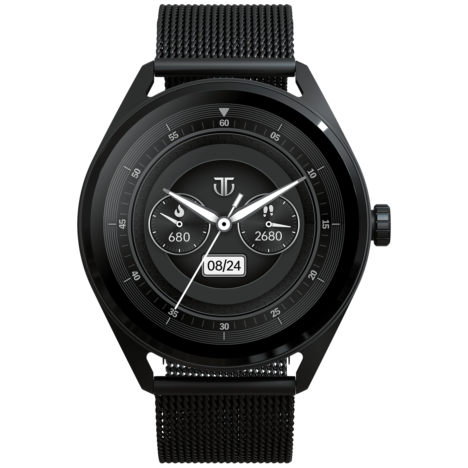 TITAN Crest Smartwatch with Bluetooth Calling (36.3mm AMOLED Display, IP68 Water Resistant, Black Mesh Strap)_1