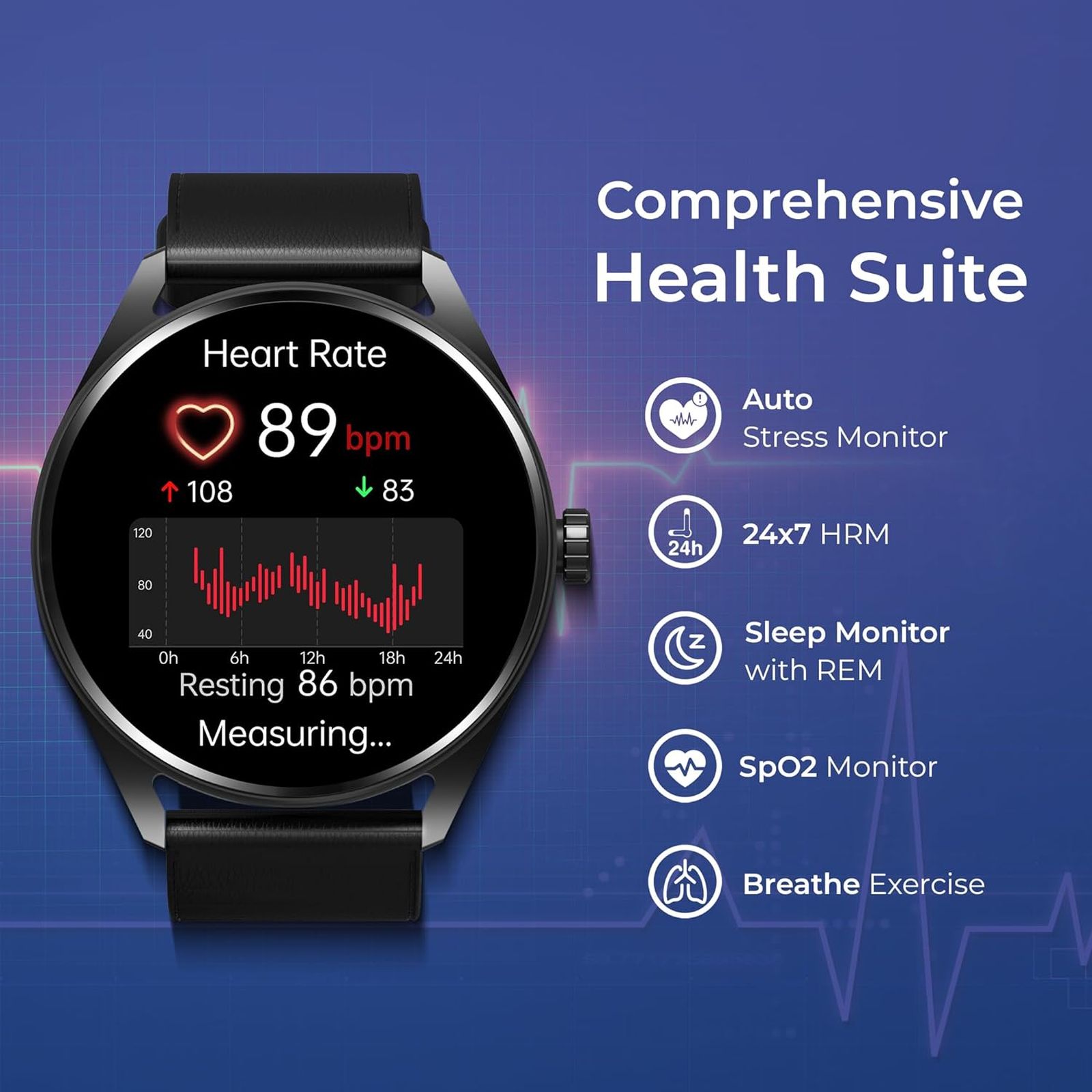 TITAN Crest Smartwatch with Bluetooth Calling (36.3mm AMOLED Display, IP68 Water Resistant, Black Mesh Strap)_8