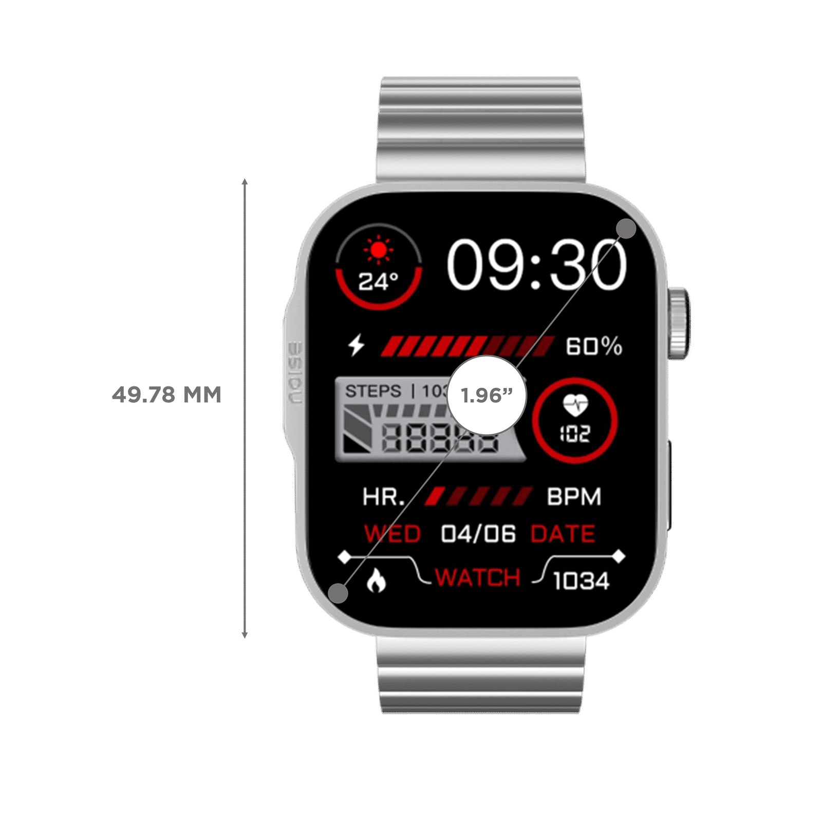 noise ColorFit Caliber 3 Plus Smartwatch with Bluetooth Calling (49.7mm AMOLED Display, IP67 Water Resistant, Elite Silver Strap)_3