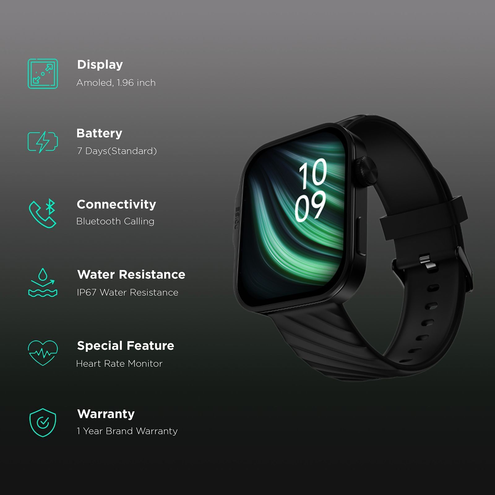noise ColorFit Caliber 3 Plus Smartwatch with Bluetooth Calling (49.7mm AMOLED Display, IP67 Water Resistant, Jet Black Strap) noise ColorFit Caliber 3 Plus Smartwatch with Bluetooth Calling (49.7mm AMOLED Display, IP67 Water Resistant, Jet Black Strap)_3