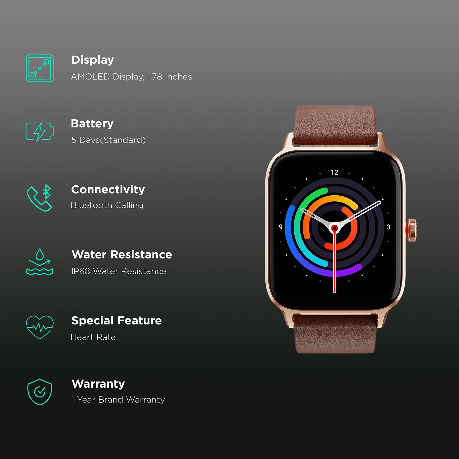 TITAN Traveller Smartwatch with Bluetooth Calling (45.2mm AMOLED Display, IP68 Water Resistant, Brown Strap) TITAN Traveller Smartwatch with Bluetooth Calling (45.2mm AMOLED Display, IP68 Water Resistant, Brown Strap)_2
