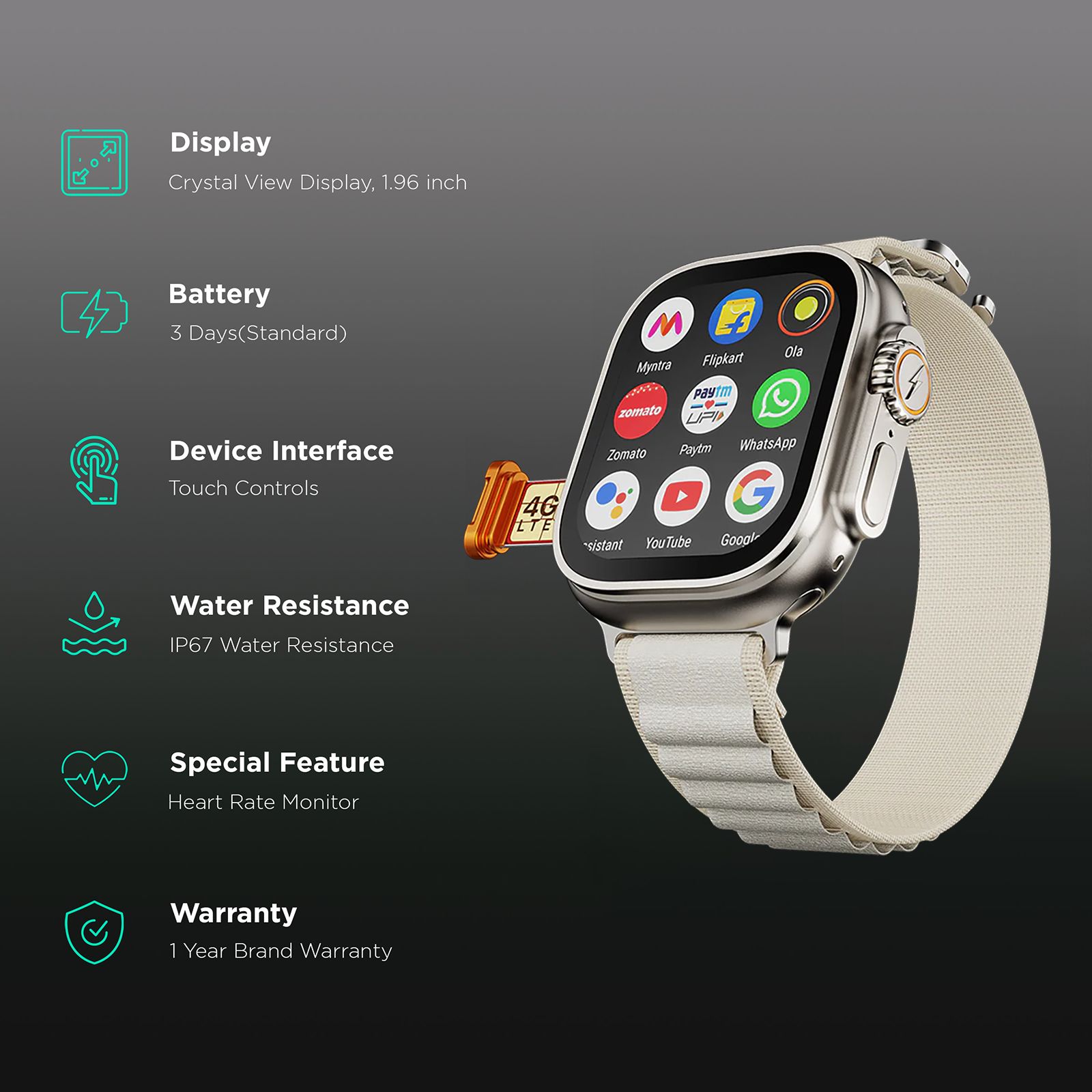 FIRE-BOLTT Oracle GPS+Wi-Fi+4G SIM+Bluetooth Android OS Wristphone (50mm Display, ARM CortexTM A53 MP, Play Store Unlimited Apps, Cloudy Clasp Strap) FIRE-BOLTT Oracle GPS+Wi-Fi+4G SIM+Bluetooth Android OS Wristphone (50mm Display, ARM CortexTM A53 MP, Play Store Unlimited Apps, Cloudy Clasp Strap)_2