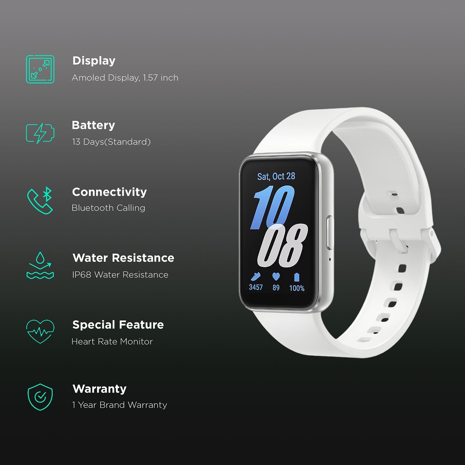 SAMSUNG Galaxy Fit3 Smartwatch with Activity Tracker (40.9mm AMOLED Display, IP68 Water Resistant, Silver Strap) SAMSUNG Galaxy Fit3 Smartwatch with Activity Tracker (40.9mm AMOLED Display, IP68 Water Resistant, Silver Strap)_2