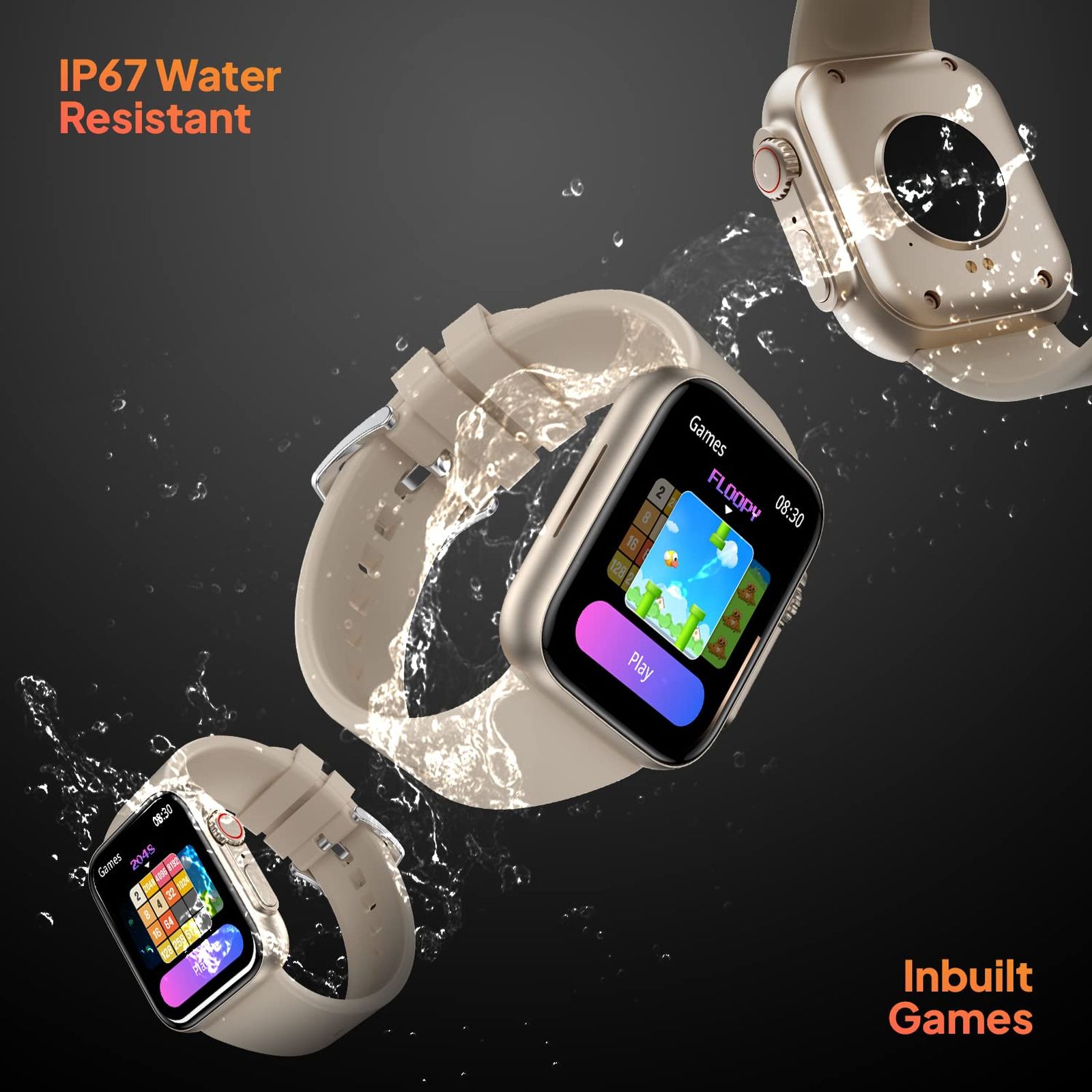 FIRE-BOLTT Gladiator Smartwatch with Bluetooth Calling (49.7mm HD Display, IP67 Water Resistant, Light Gold Strap)_9
