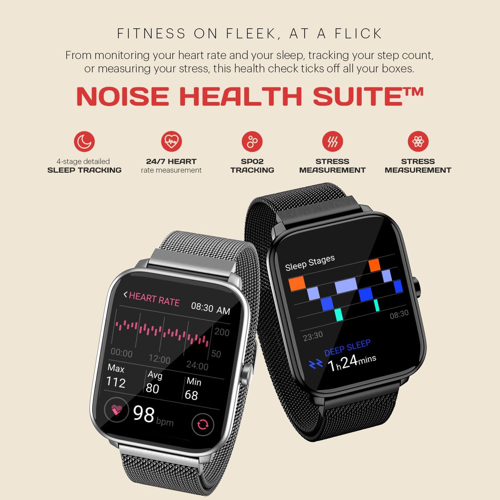noise ColorFit Pulse 4 Smartwatch with Bluetooth Calling (46.9mm AMOLED Display, IP68 Water Resistant, Black Link Strap)_9