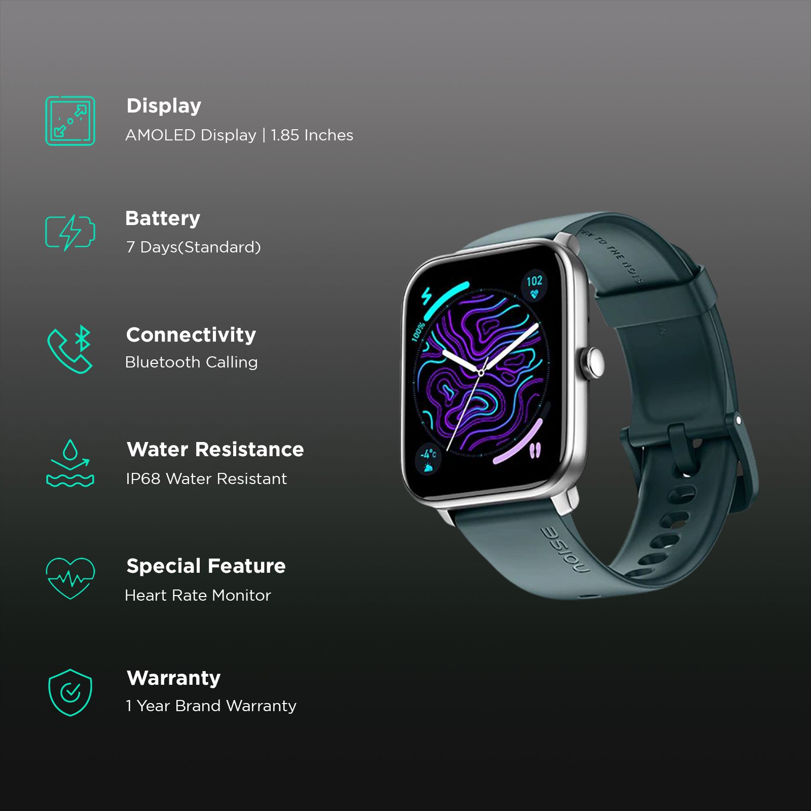 noise ColorFit Pulse 4 Smartwatch with Bluetooth Calling (46.9mm AMOLED Display, IP68 Water Resistant, Space Blue Strap) noise ColorFit Pulse 4 Smartwatch with Bluetooth Calling (46.9mm AMOLED Display, IP68 Water Resistant, Space Blue Strap)_2