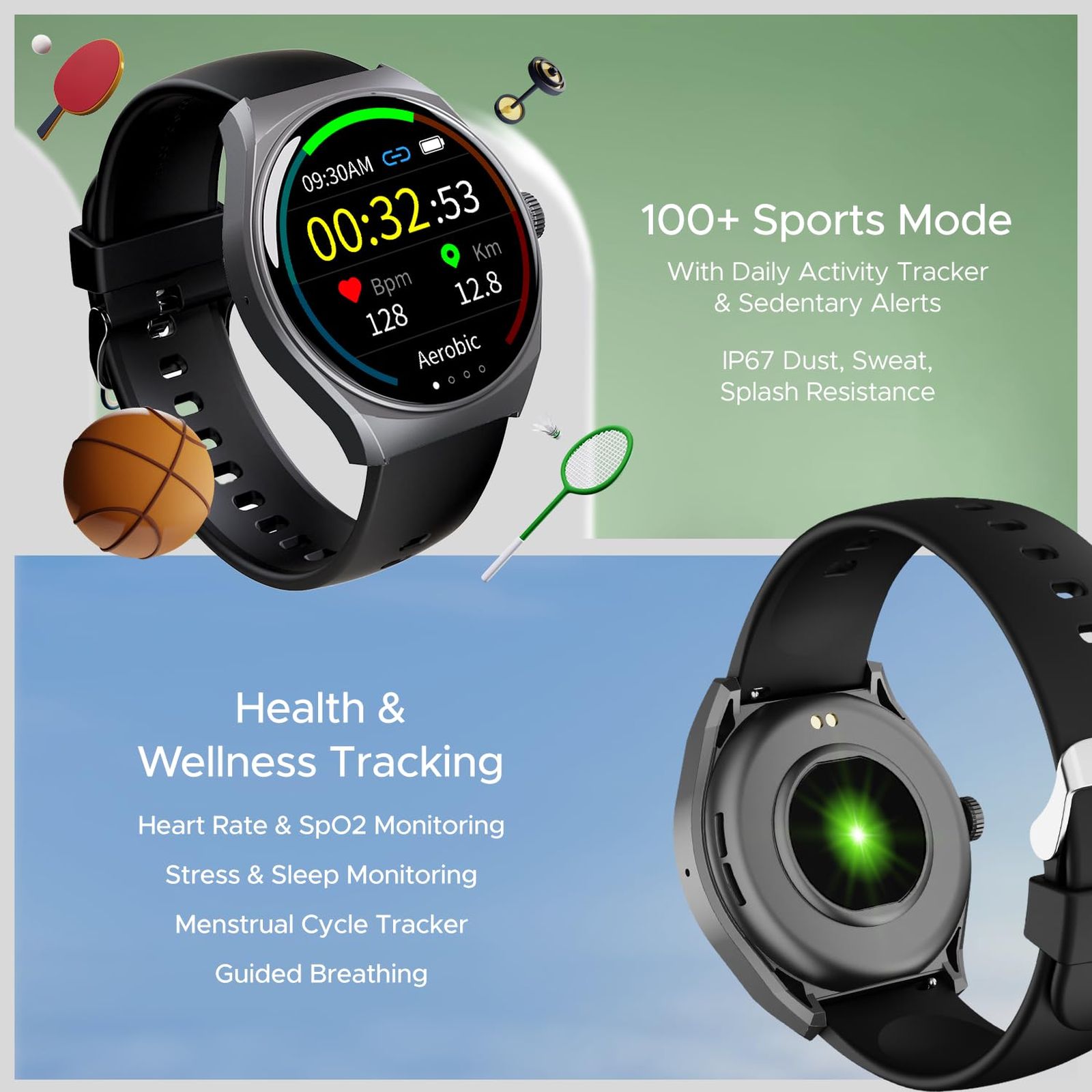 boAt Lunar Seek Smartwatch with Bluetooth Calling (35.30mm 2.5D Curved HD Display, IP67 Water Resistant, Active Black Strap)_5