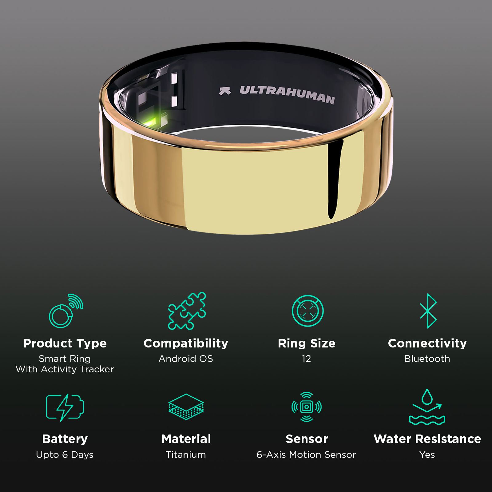 Ultrahuman Ring Air Smart Ring with Activity Tracker (Buy Sizing Kit First, Size 12, Upto 100 Meter Water Resistant, Bionic Gold) Ultrahuman Ring Air Smart Ring with Activity Tracker (Buy Sizing Kit First, Size 12, Upto 100 Meter Water Resistant, Bionic Gold)_2