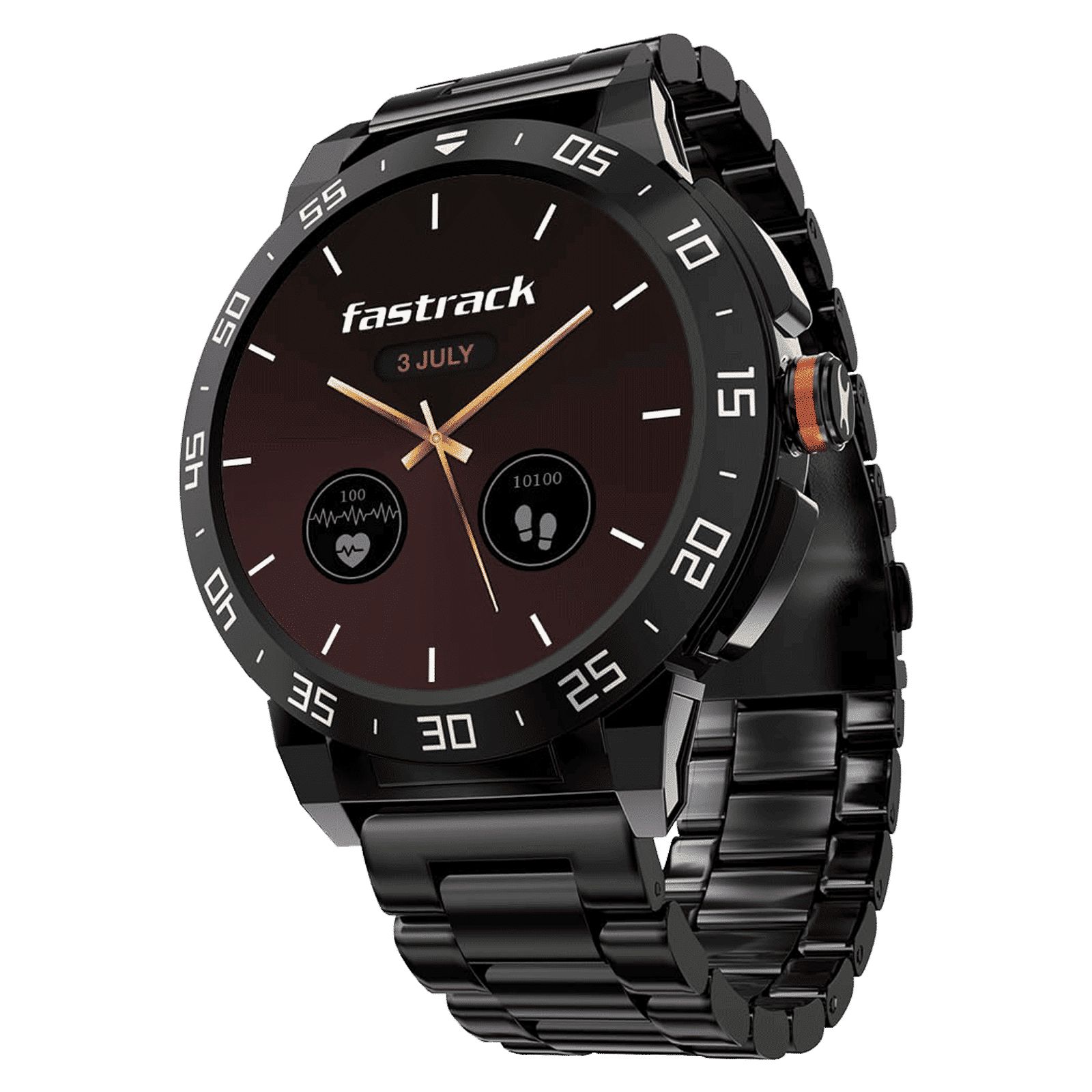 fastrack Magnus FX3 Smartwatch with Bluetooth Calling (37mm UltraVU Display, IP68 Water Resistant, Black Metal Strap)_1