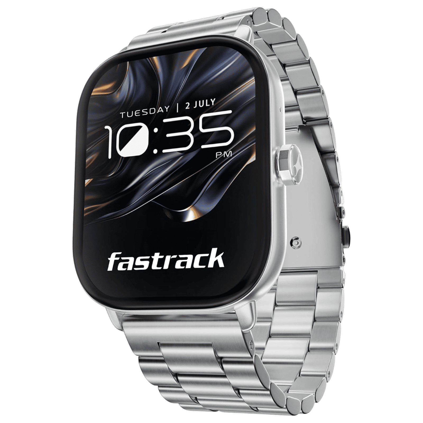 fastrack Radiant FX2 Smartwatch with Bluetooth Calling (52mm AMOLED Display, IP68 Water Resistant, Silver Metal Strap)_1