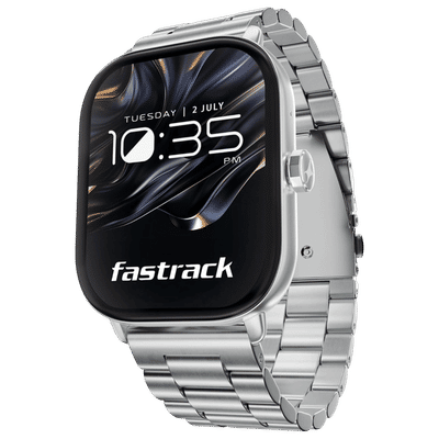 fastrack Radiant FX2 Smartwatch with Bluetooth Calling (52mm AMOLED Display, IP68 Water Resistant, Silver Metal Strap)