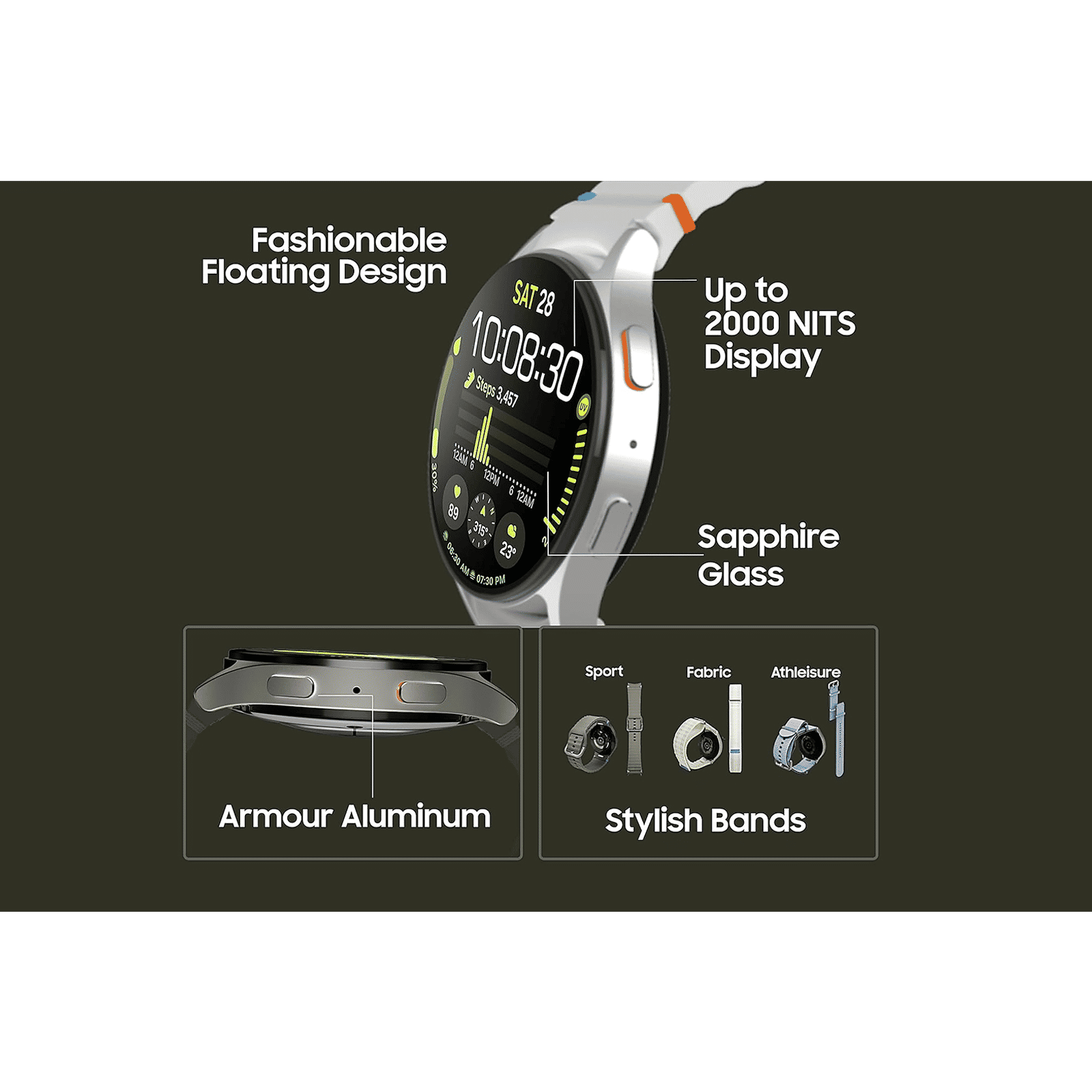 SAMSUNG Galaxy Watch7 Wi-Fi+Bluetooth Wear OS Smartwatch (37.3mm Super AMOLED Display, 3nm Processor, Dual-Frequency GPS, Green Strap)_10