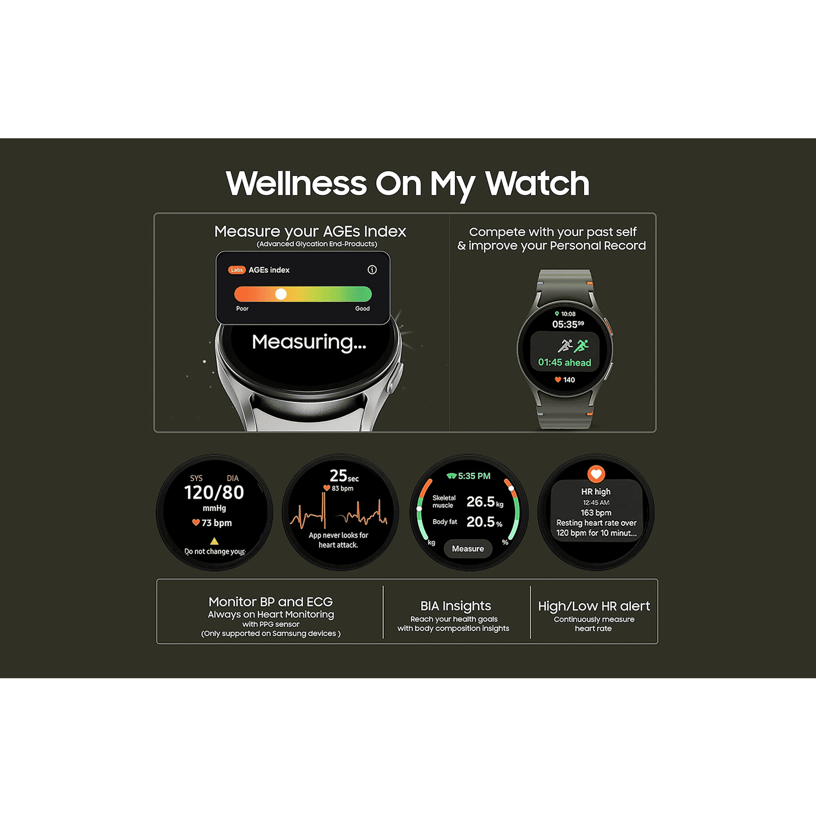 SAMSUNG Galaxy Watch7 Wi-Fi+Bluetooth Wear OS Smartwatch (37.3mm Super AMOLED Display, 3nm Processor, Dual-Frequency GPS, Green Strap)_14