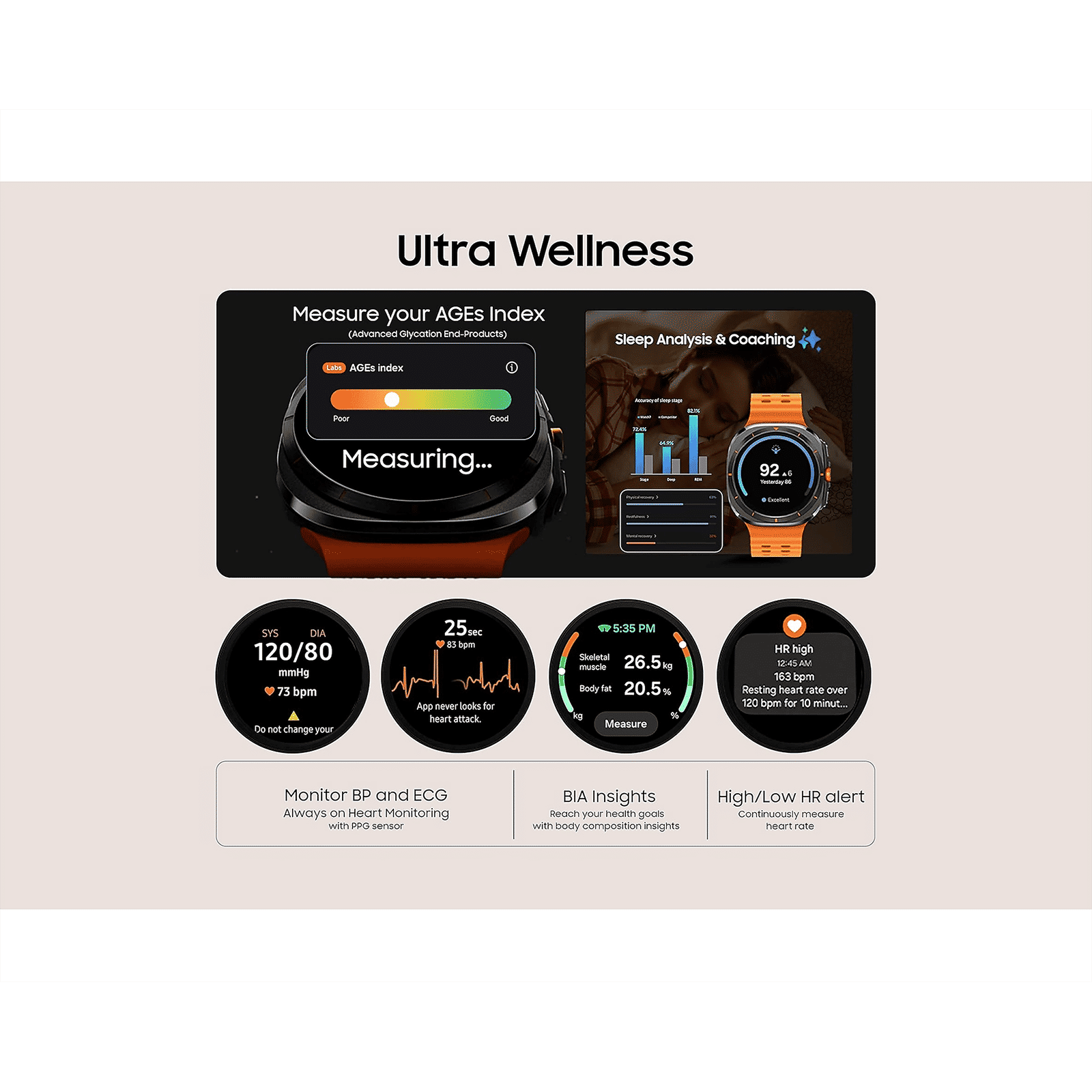 SAMSUNG Galaxy Watch Ultra Wi-Fi+LTE Wear OS Smartwatch (47mm Super AMOLED Display, 3nm Processor, Orange Strap)_13