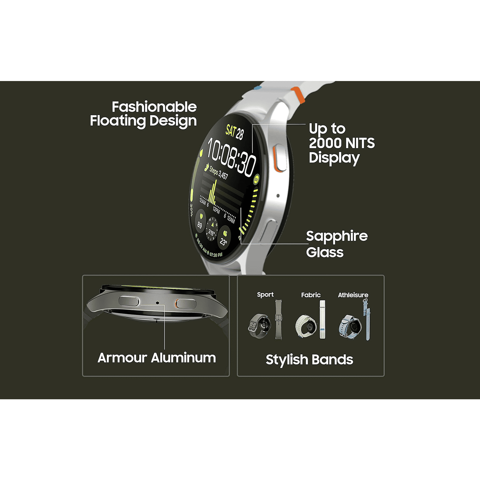 SAMSUNG Galaxy Watch7 Wi-Fi+Bluetooth Wear OS Smartwatch (33.3mm Super AMOLED Display, 3nm Processor, Dual-Frequency GPS, Green Strap)_10
