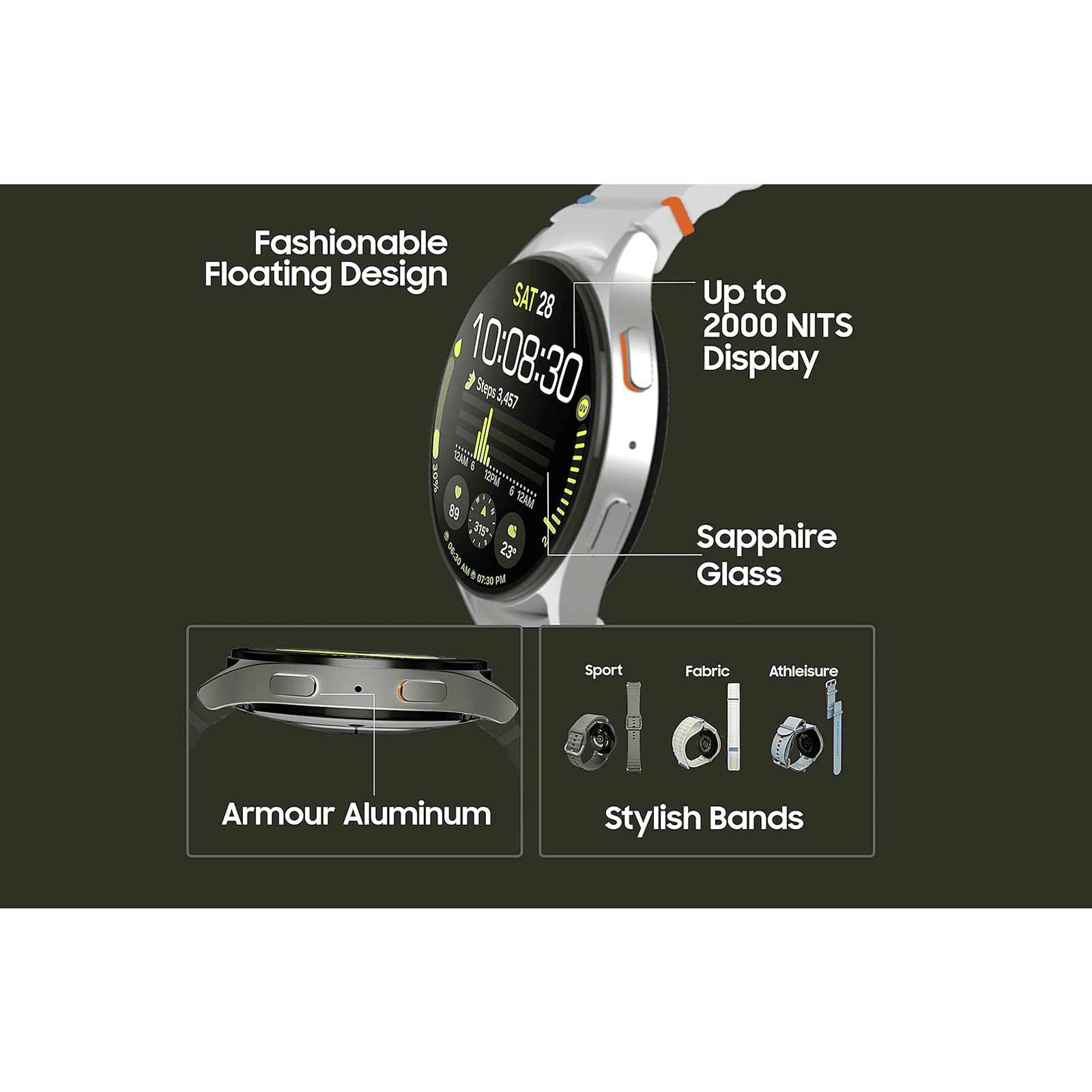 SAMSUNG Galaxy Watch7 Wi-Fi+4G SIM Wear OS Smartwatch (33.3mm Super AMOLED Display, 3nm Processor, Dual-Frequency GPS, Green Strap)_10